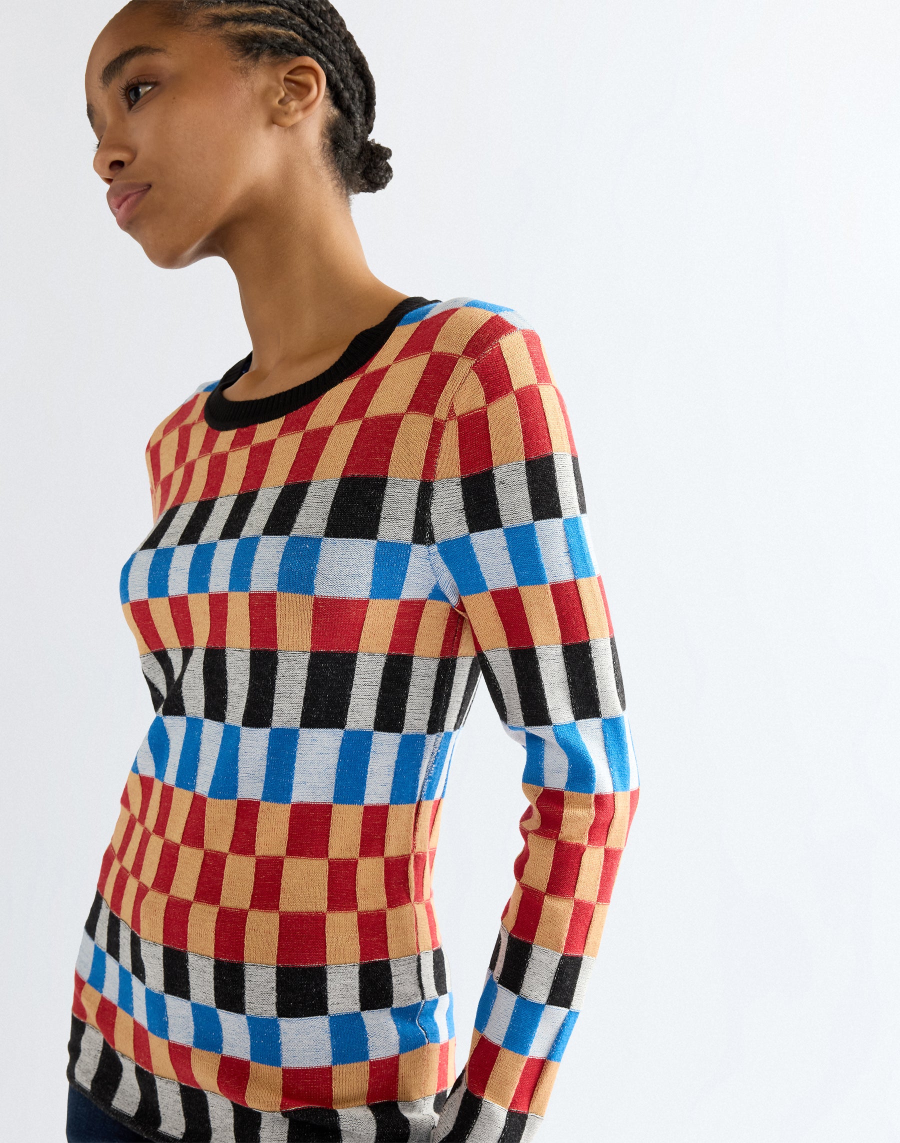 Pullover Knit Crew in Starting Line Check Pullover Wrangler