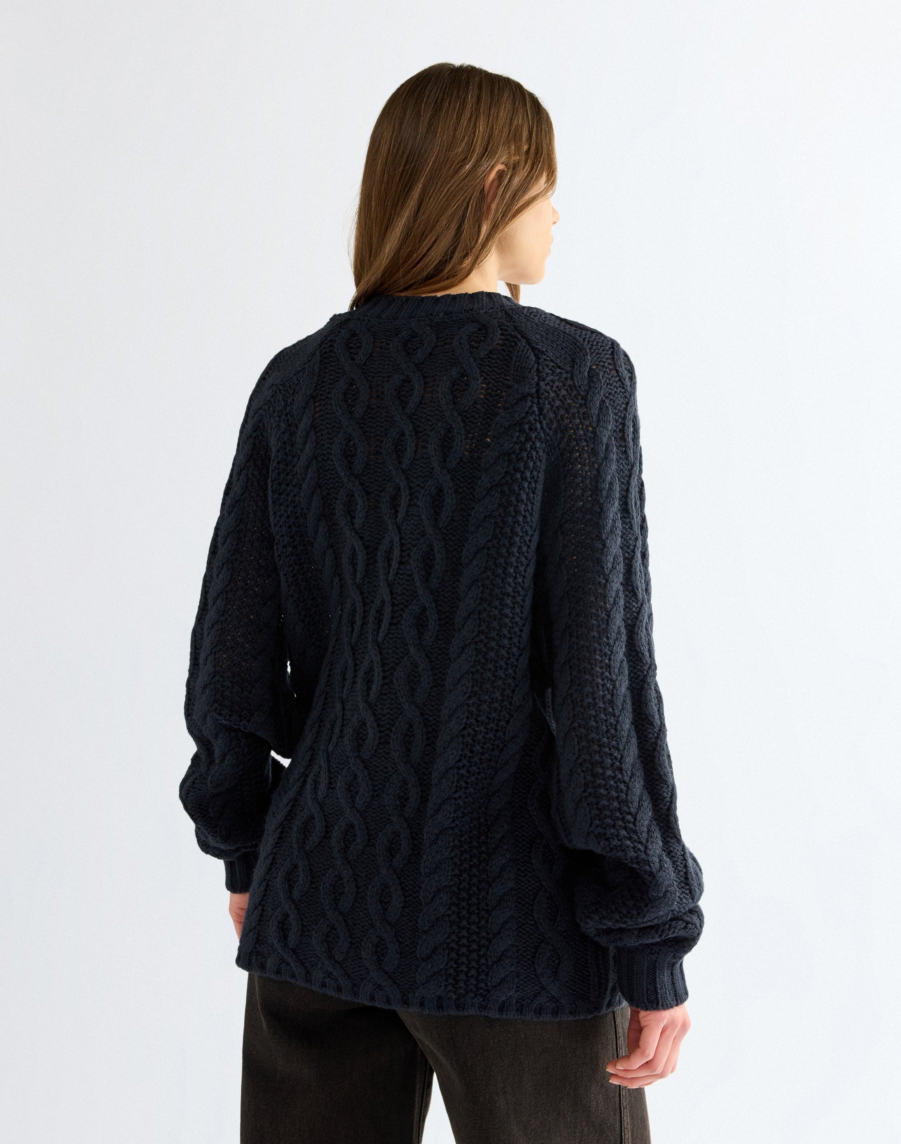 Pullover V Neck Cable Knit in Dark Sapphire Pullover Wrangler