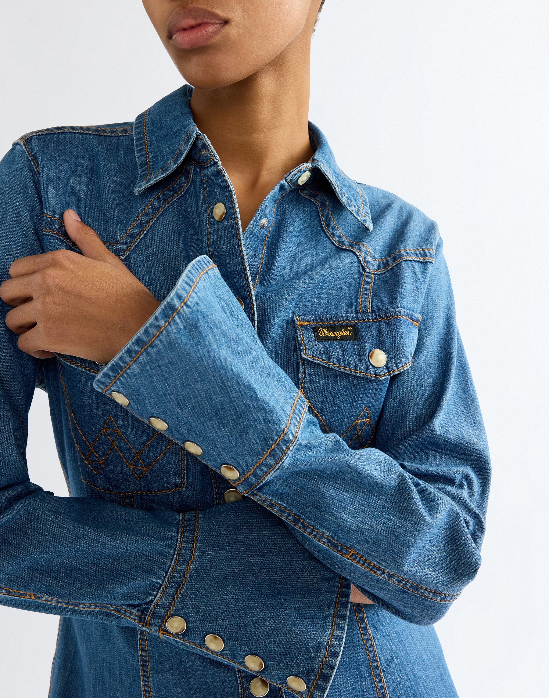 Jeanshemd Super Western in Cowboy Fade Hemden Wrangler