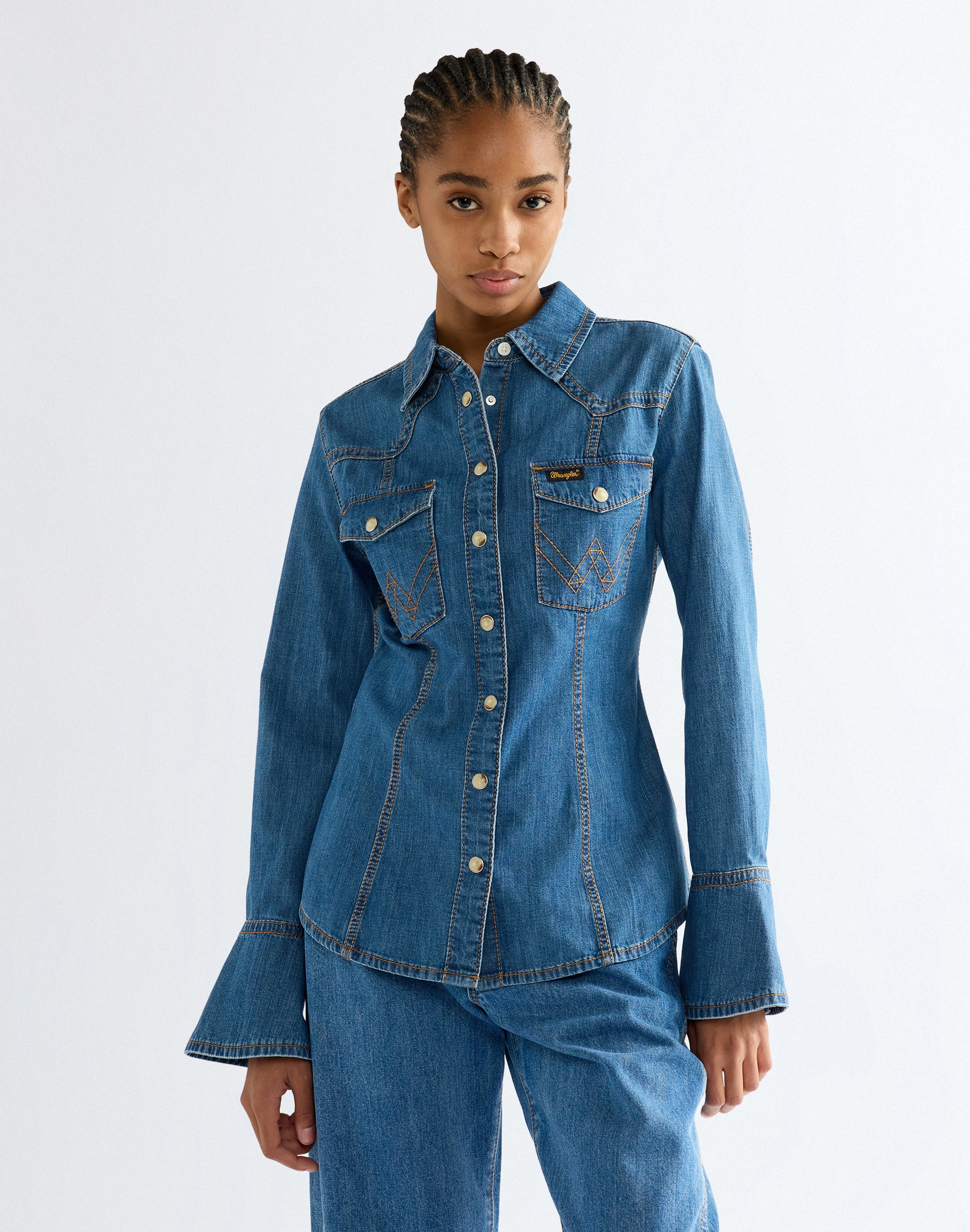 Jeanshemd Super Western in Cowboy Fade Hemden Wrangler