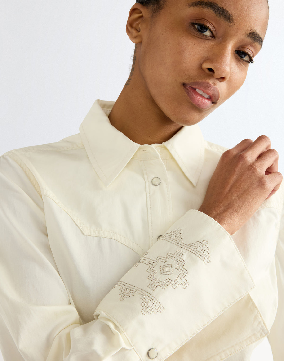 Langarmbluse Bell Western Slim in Egret Hemden Wrangler