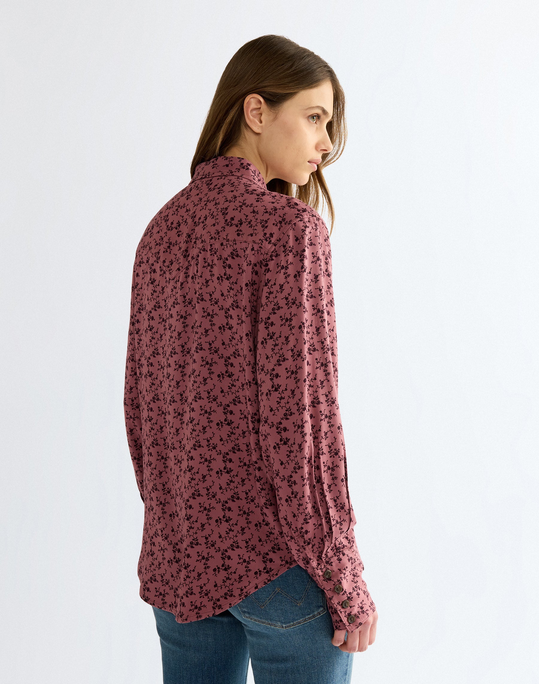 Langarmbluse Drama Collar in Pink Rose Hemden Wrangler