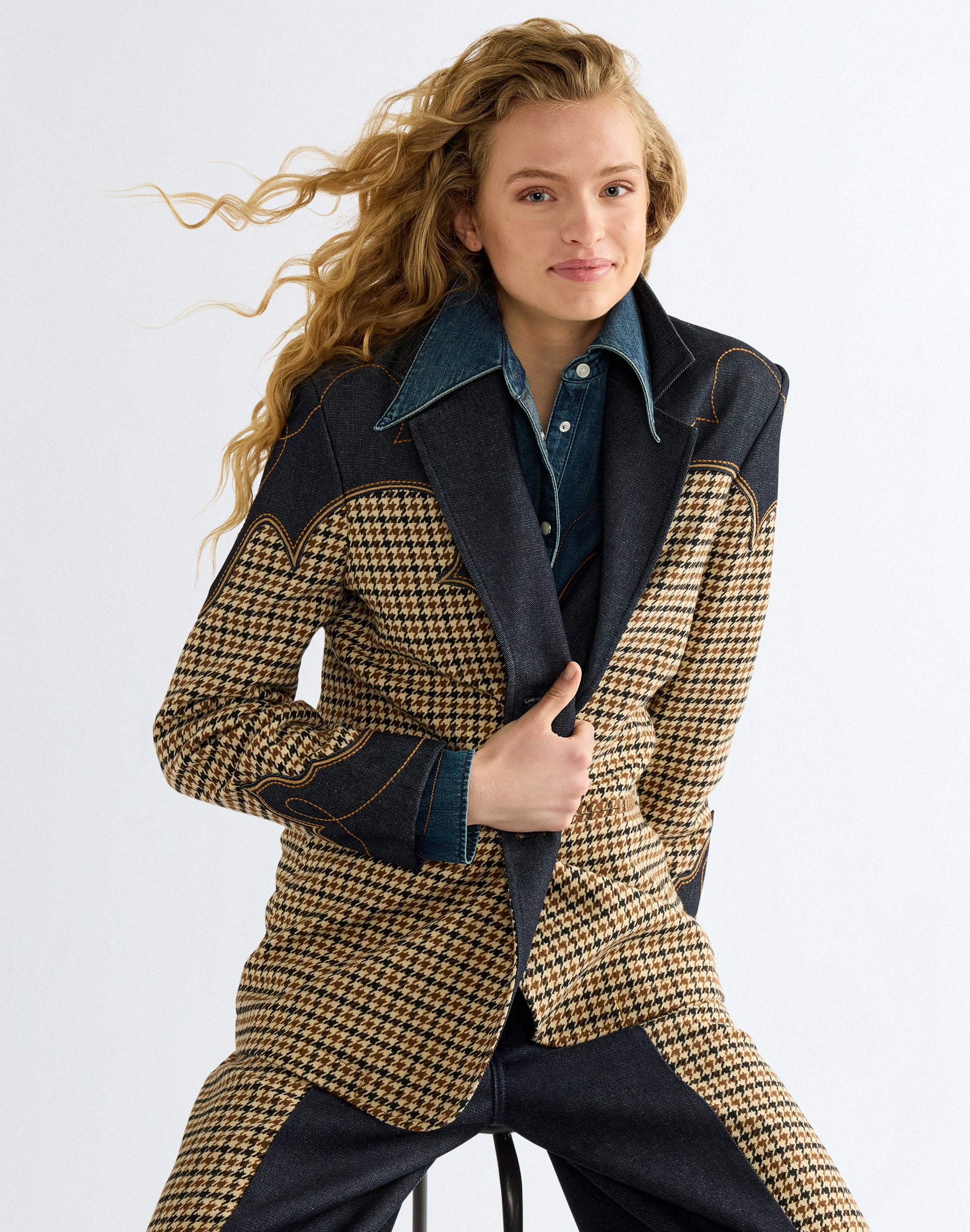 Jeansjacke Houndstooth in Rinse Jacken Wrangler
