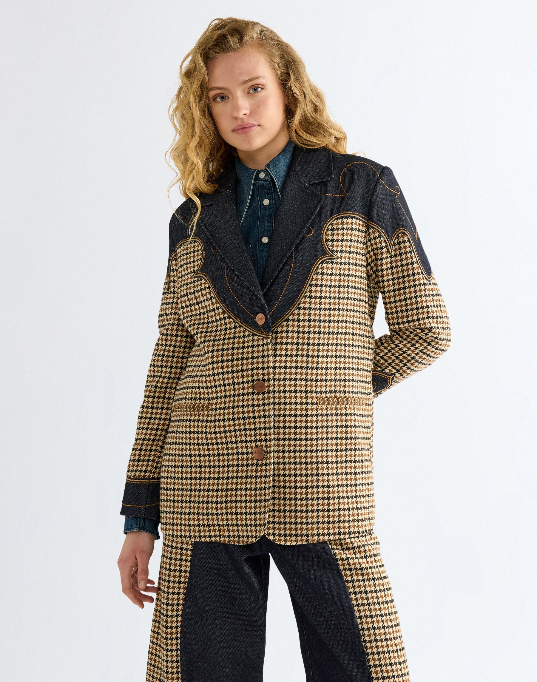 Jeansjacke Houndstooth in Rinse Jacken Wrangler