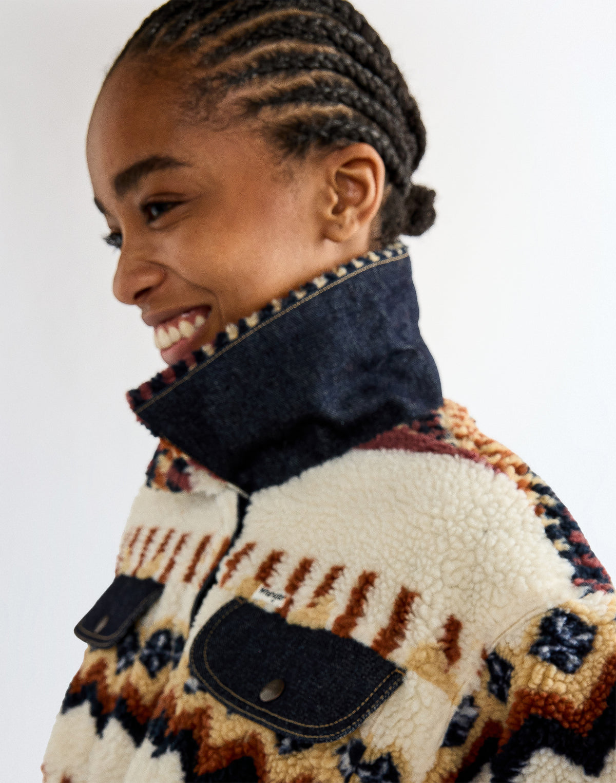 Sherpajacke Sherpa Trucker in Fun Fairisle Jacken Wrangler