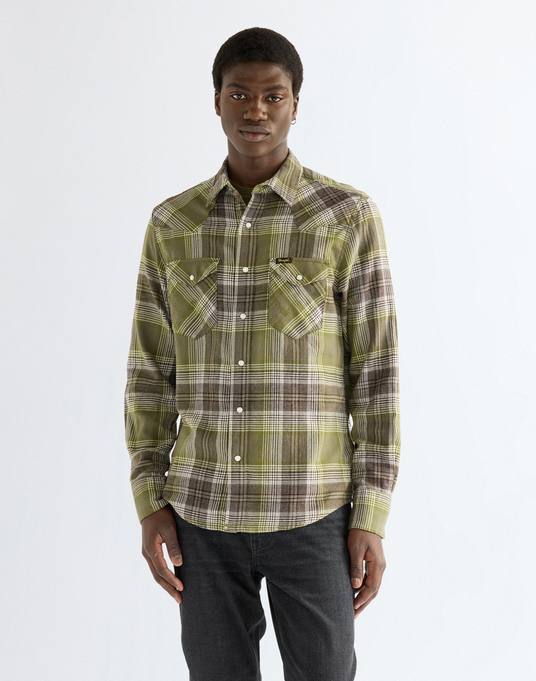 Langarmhemd Western in Pesto Hemden Wrangler