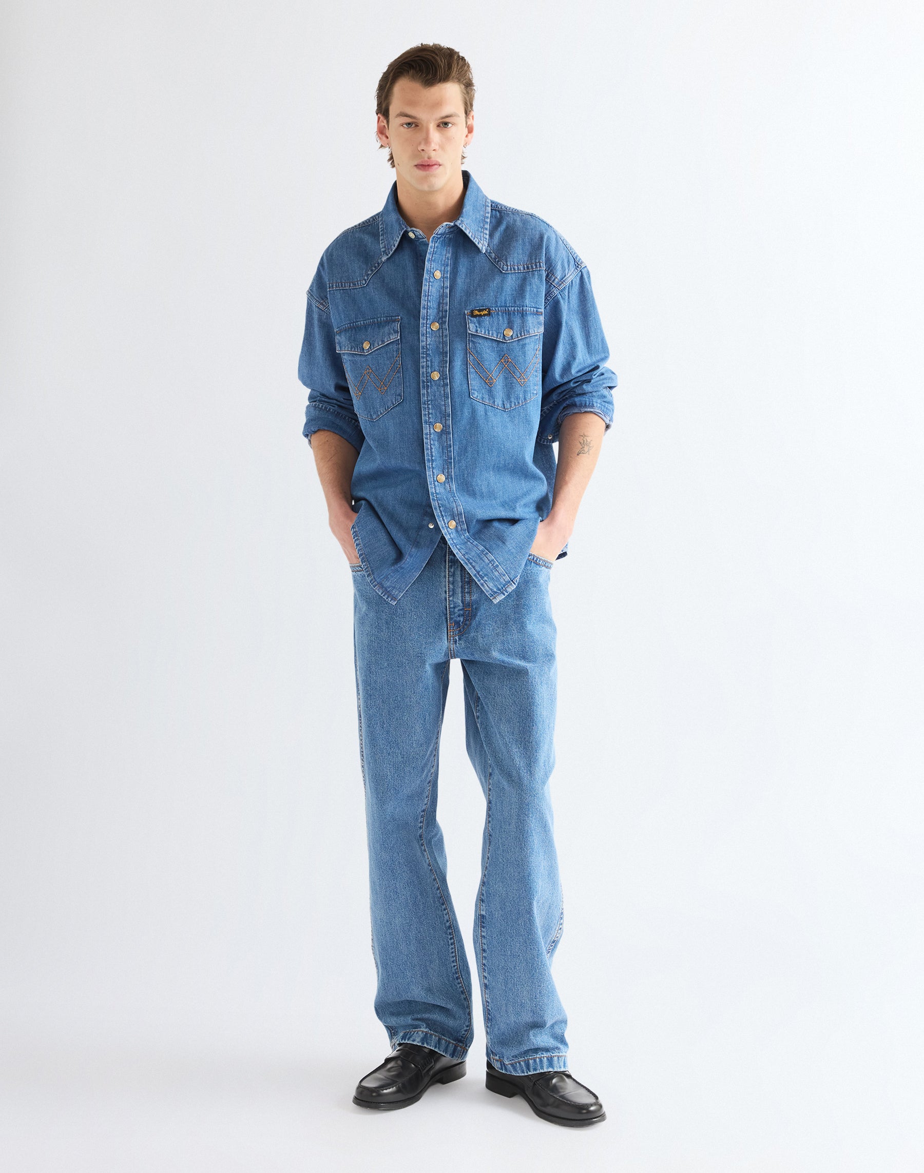Jeanshemd Super Western in Cowboy Fade Hemden Wrangler