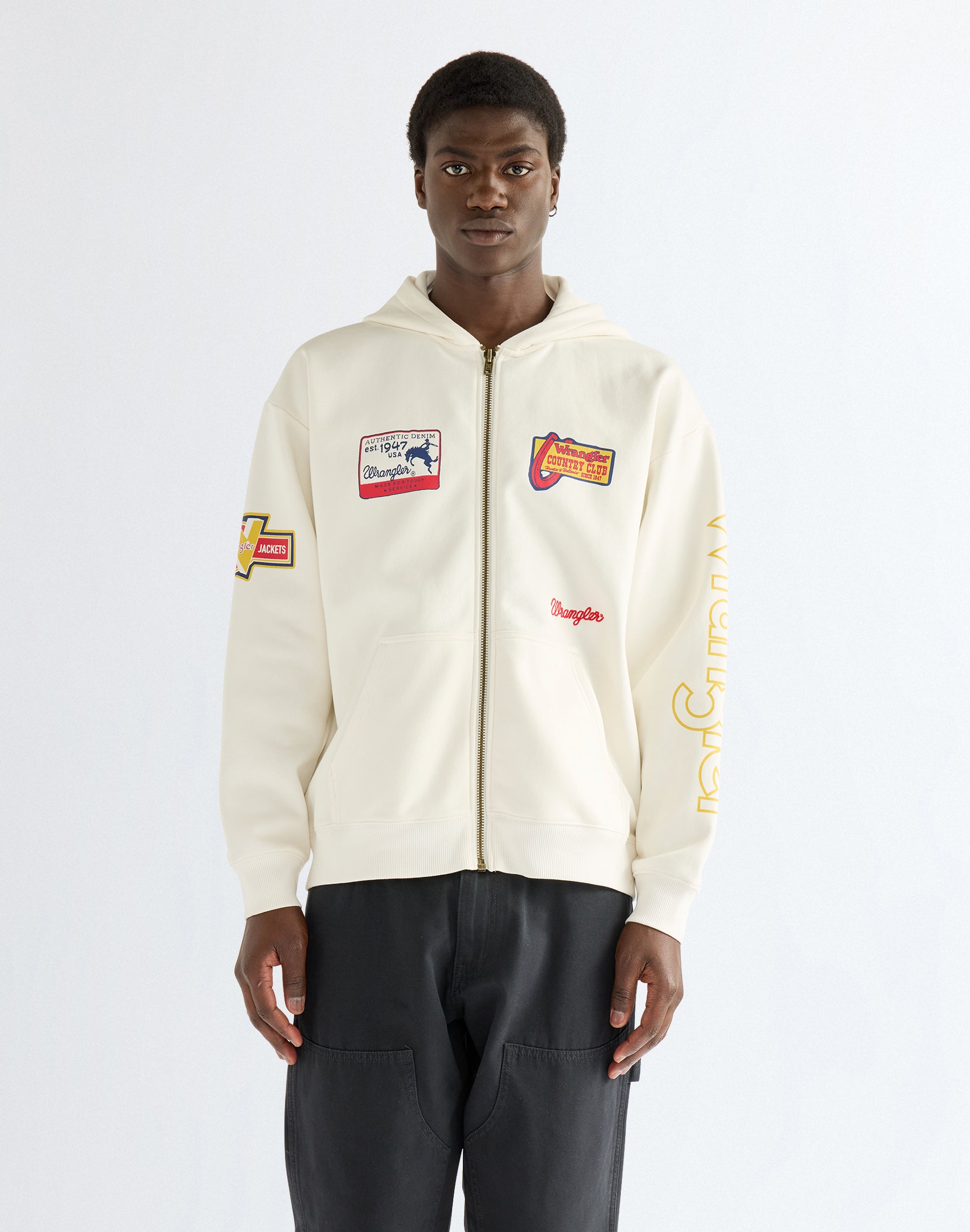 Kapuzenpullover Graphic Zip in Bright White Kapuzenpullover Wrangler