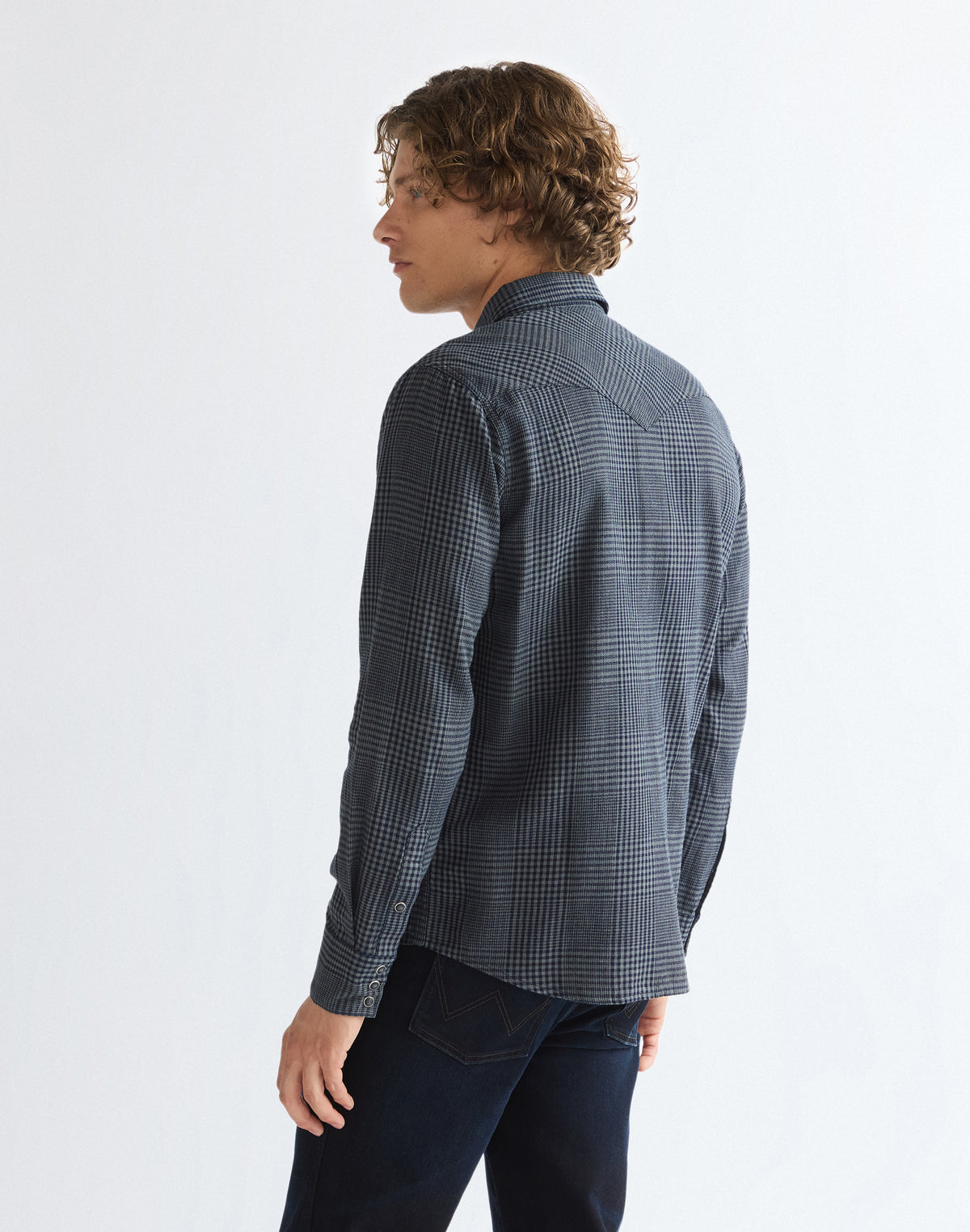 Langarmhemd Western in Healthered Indigo Hemden Wrangler