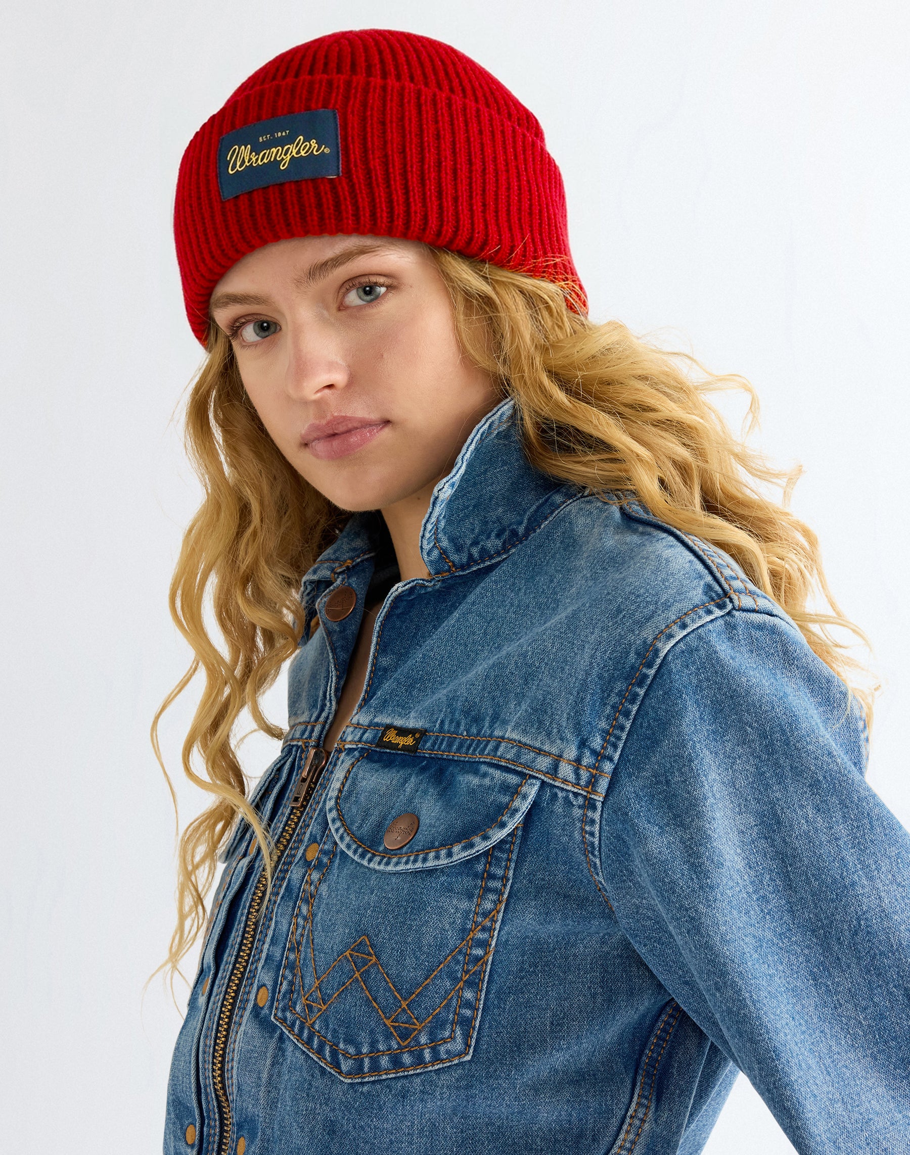 Mütze Ribbed Wool in Red Mützen Wrangler