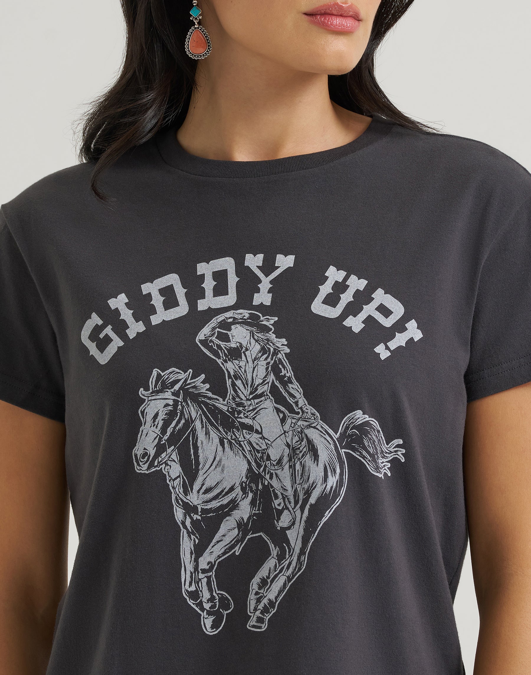 T-Shirt Giddy Up in Black T-Shirts Wrangler
