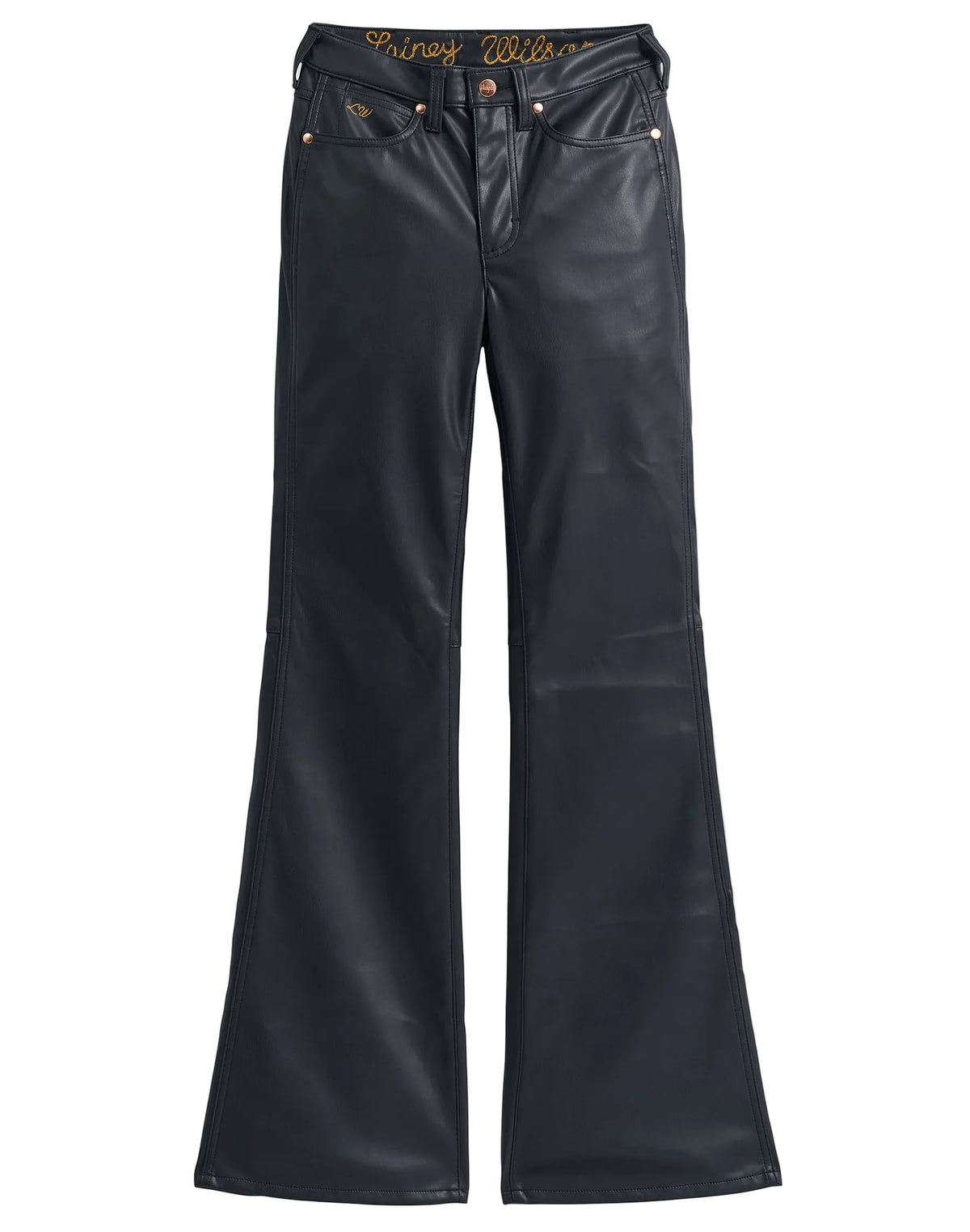 Hose Lainey Flare in Onyx Faux Leather Hosen Wrangler