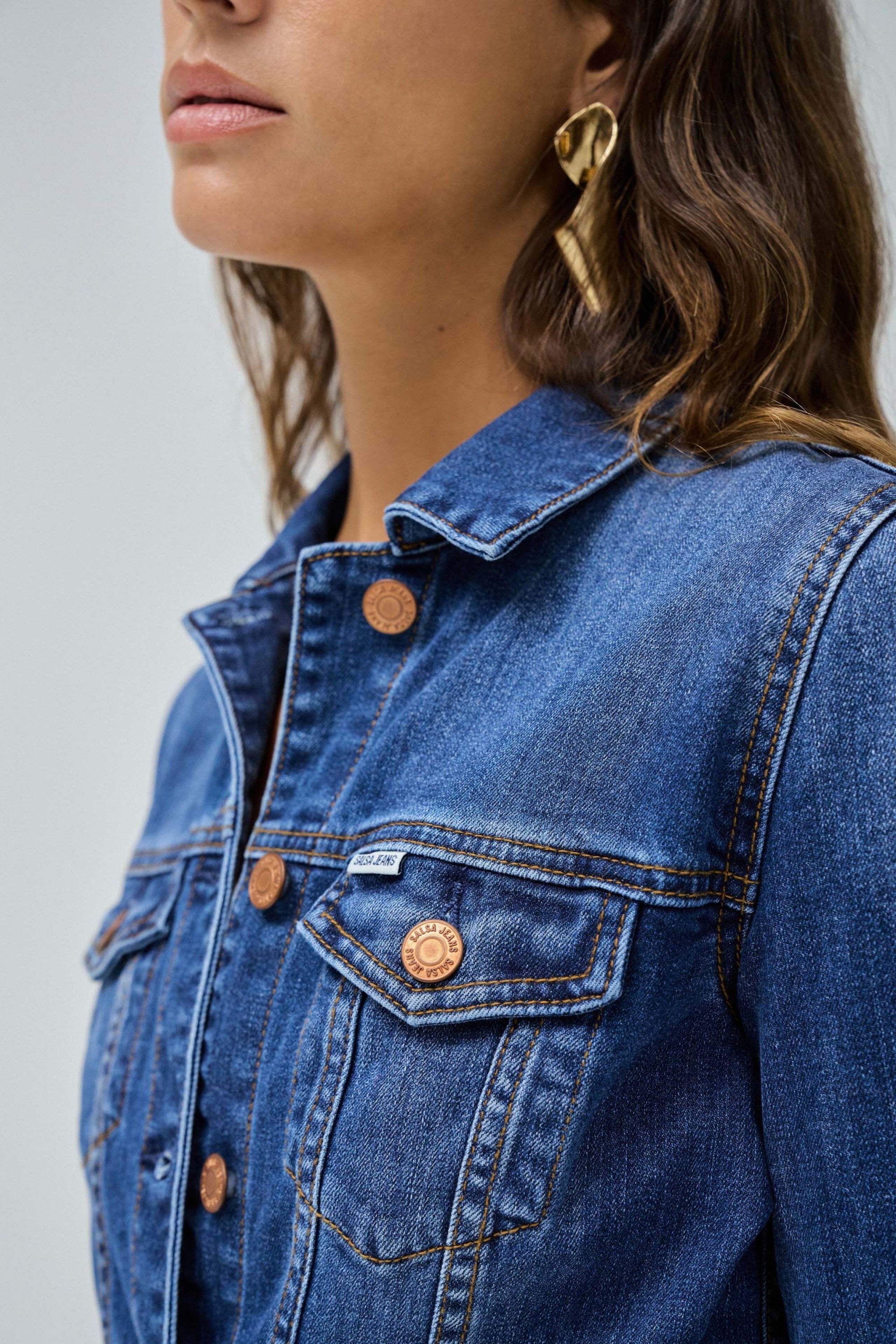 Denim Trucker Jacket in Dark Wash Jacken Salsa Jeans