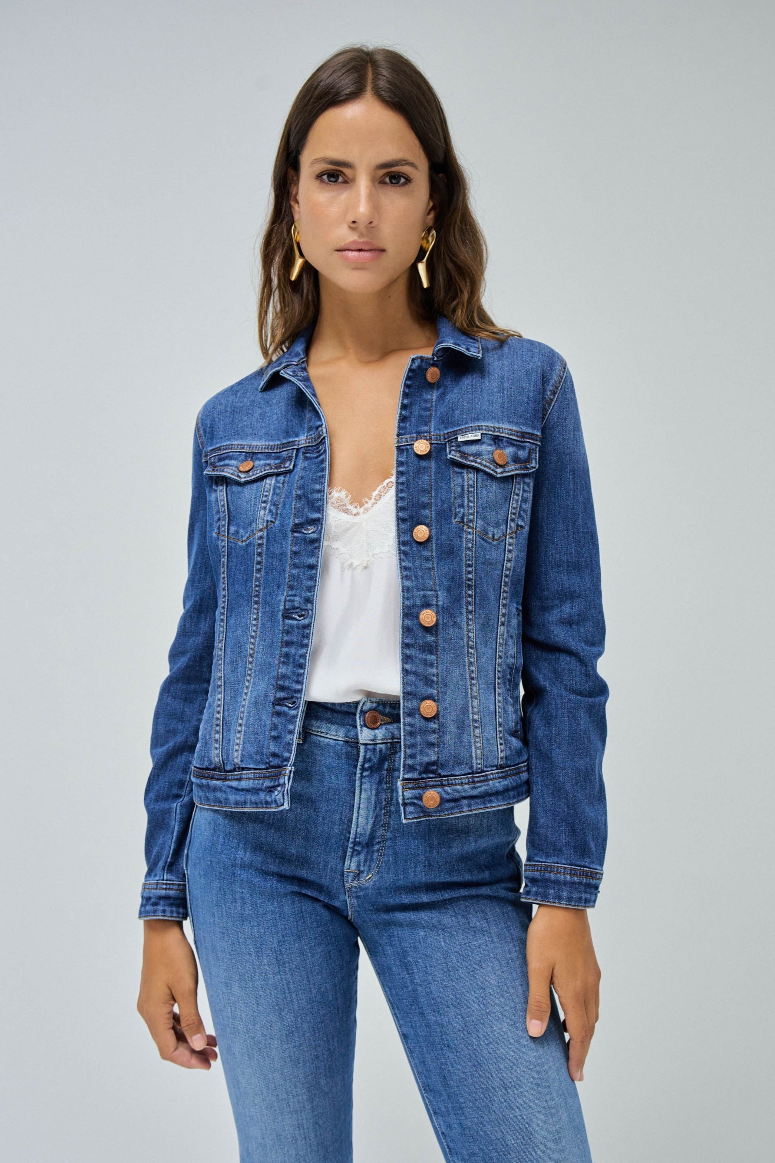 Denim Trucker Jacket in Dark Wash Jacken Salsa Jeans