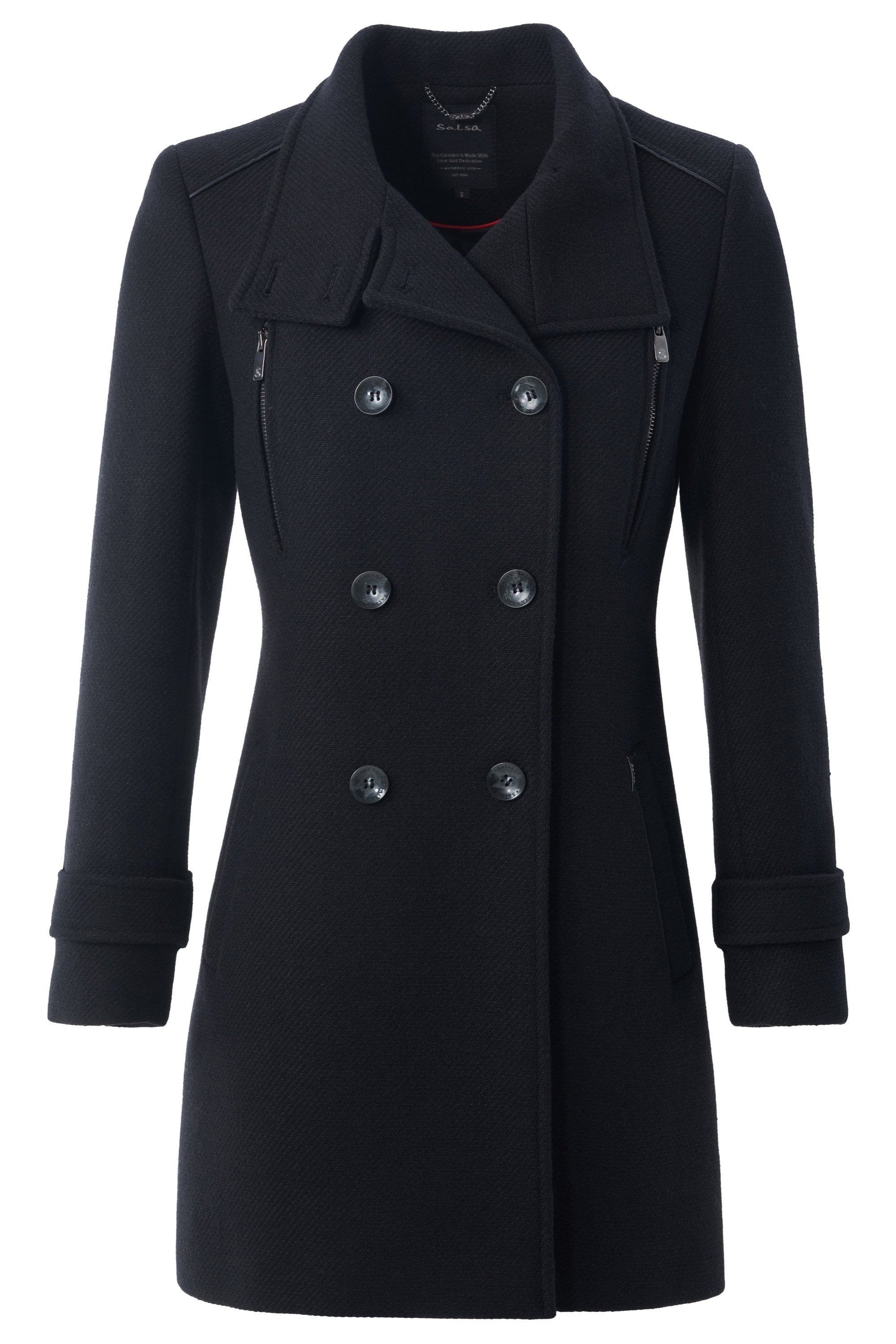 Grace Long Woolen Coat in Black Jacken Salsa Jeans