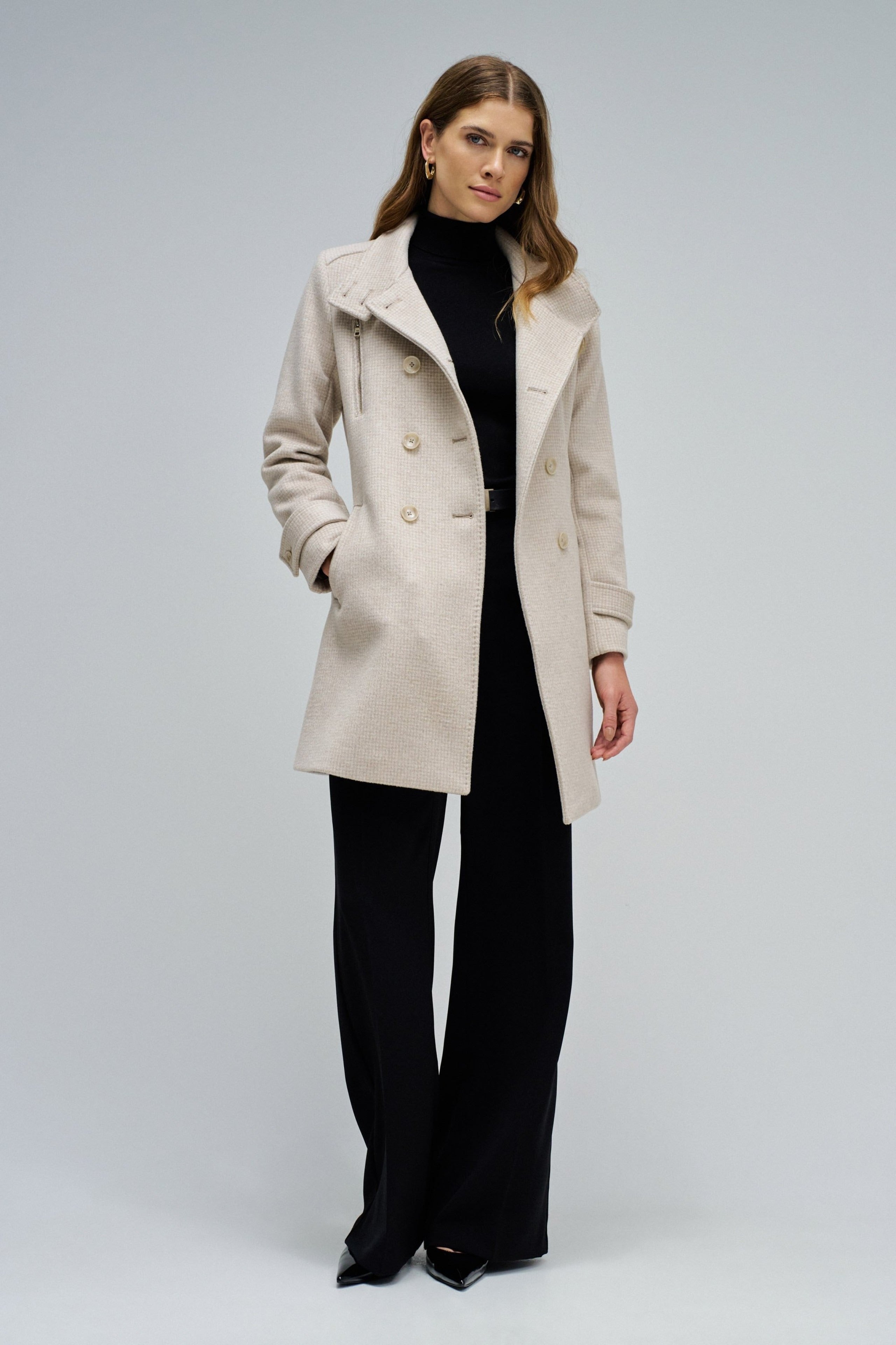 Grace Long Woolen Coat in Light Beige V1 Jacken Salsa Jeans