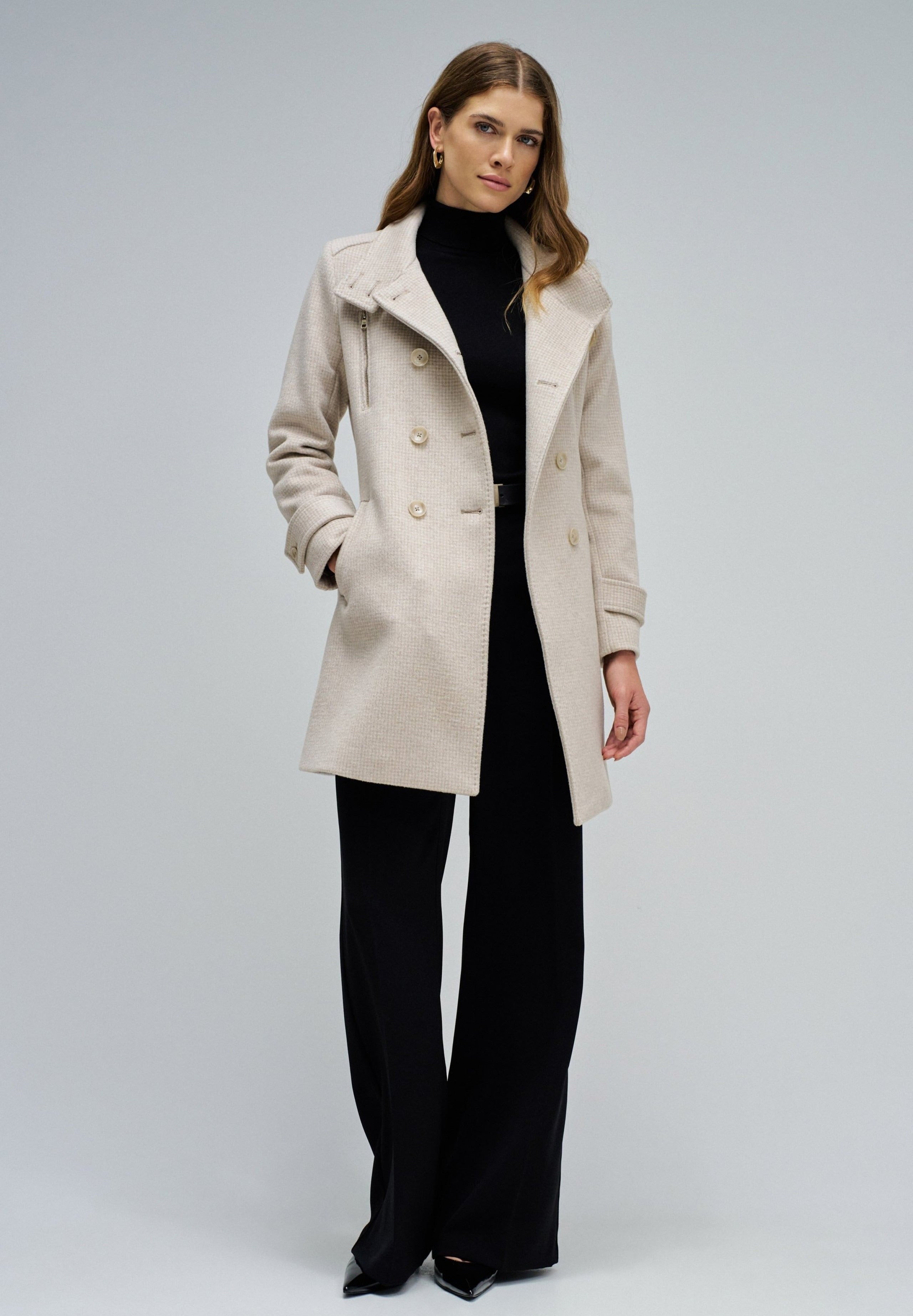 Grace Long Woolen Coat in Light Beige V1 Jacken Salsa Jeans