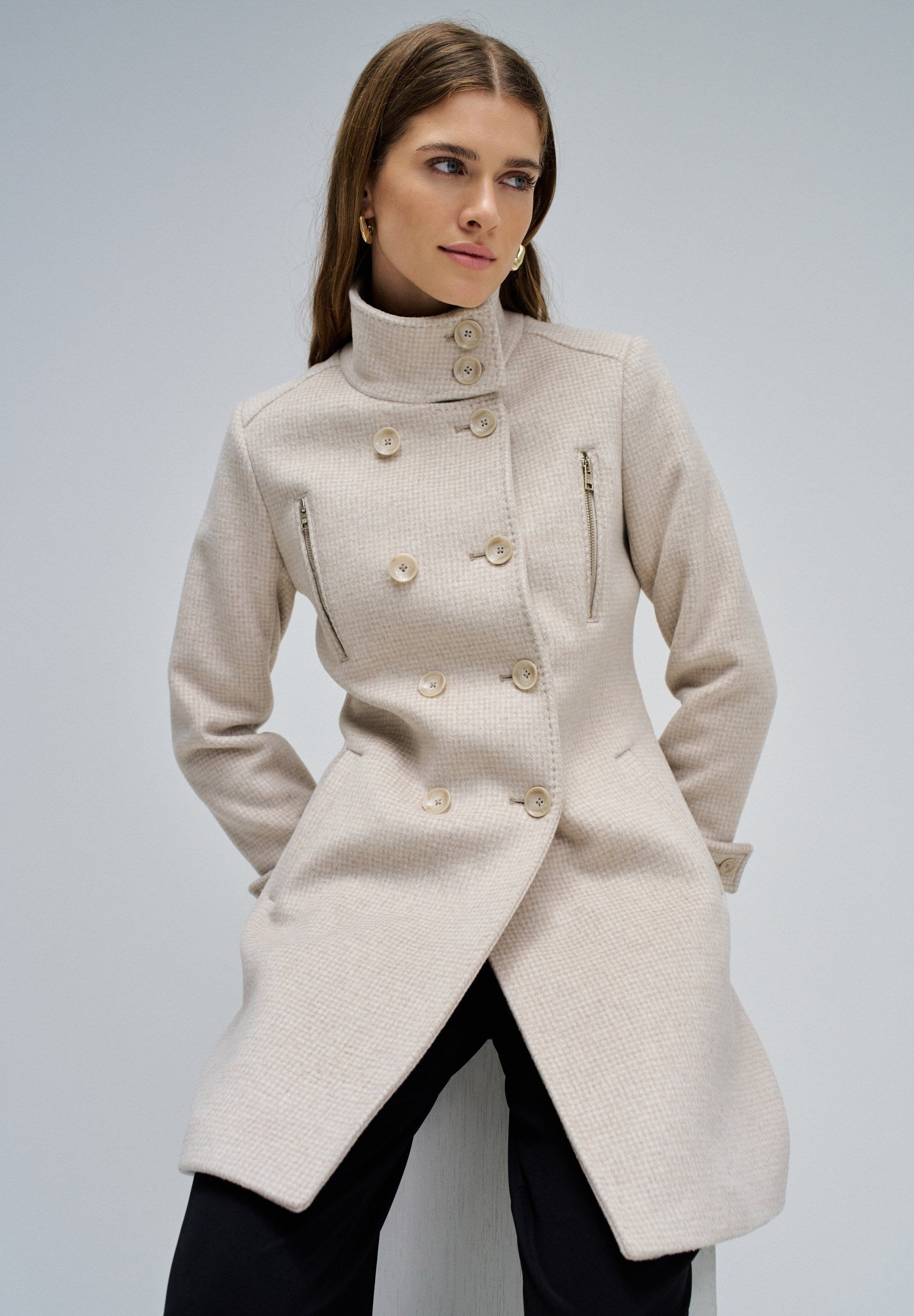 Grace Long Woolen Coat in Light Beige V1 Jacken Salsa Jeans