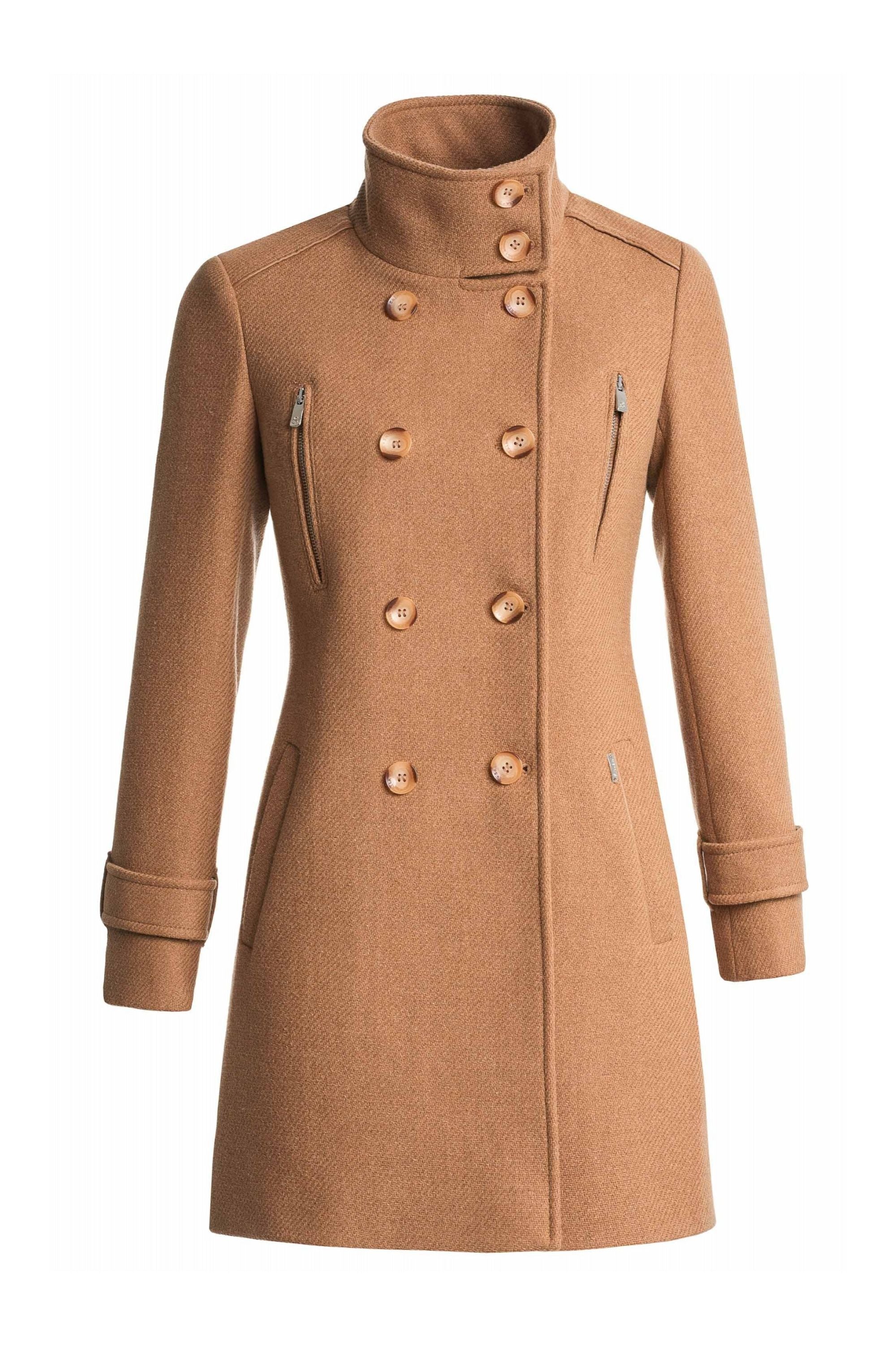 Grace Long Woolen Coat in Medium Beige