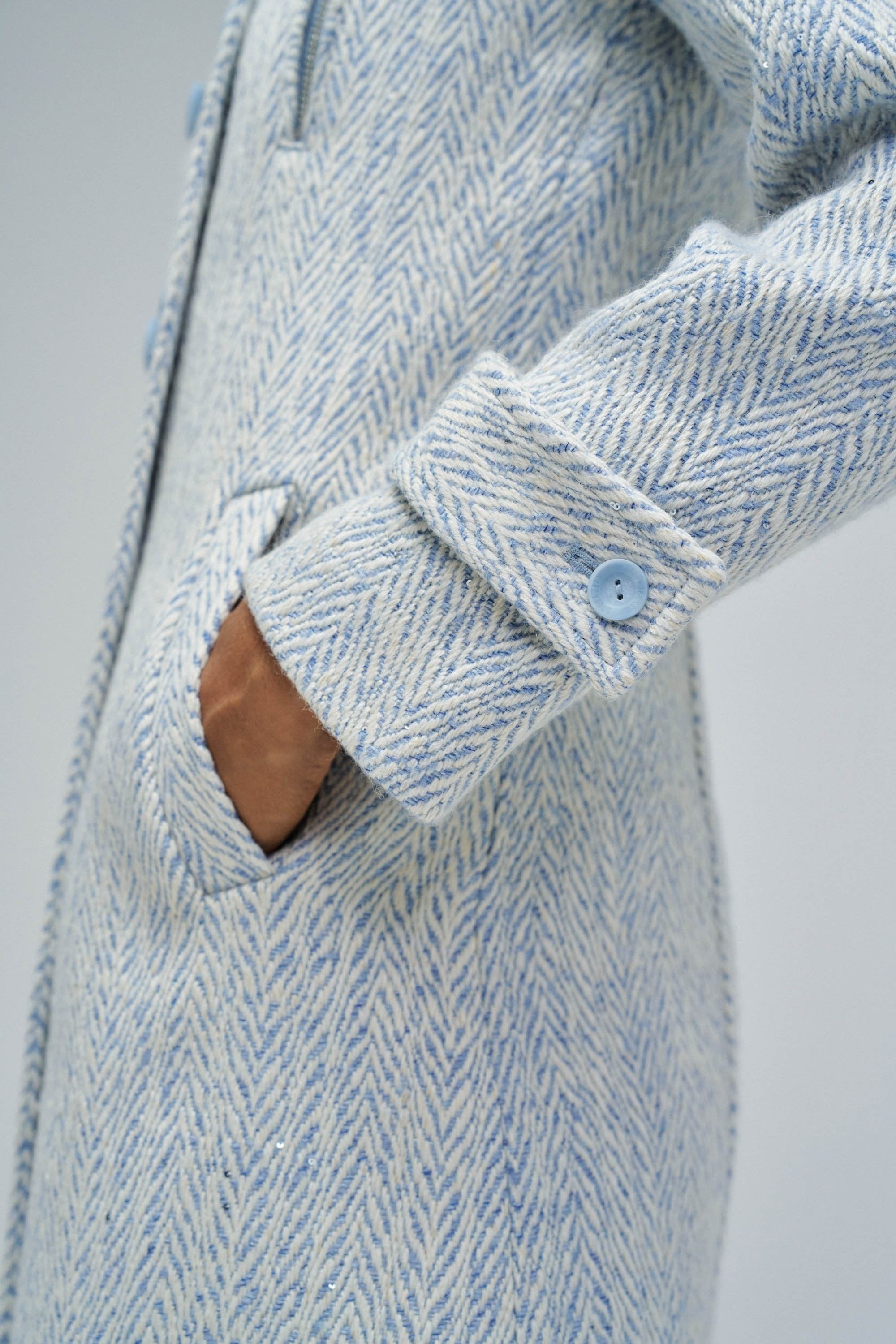 Grace Long Woolen Coat in Light Blue V1 Jacken Salsa Jeans