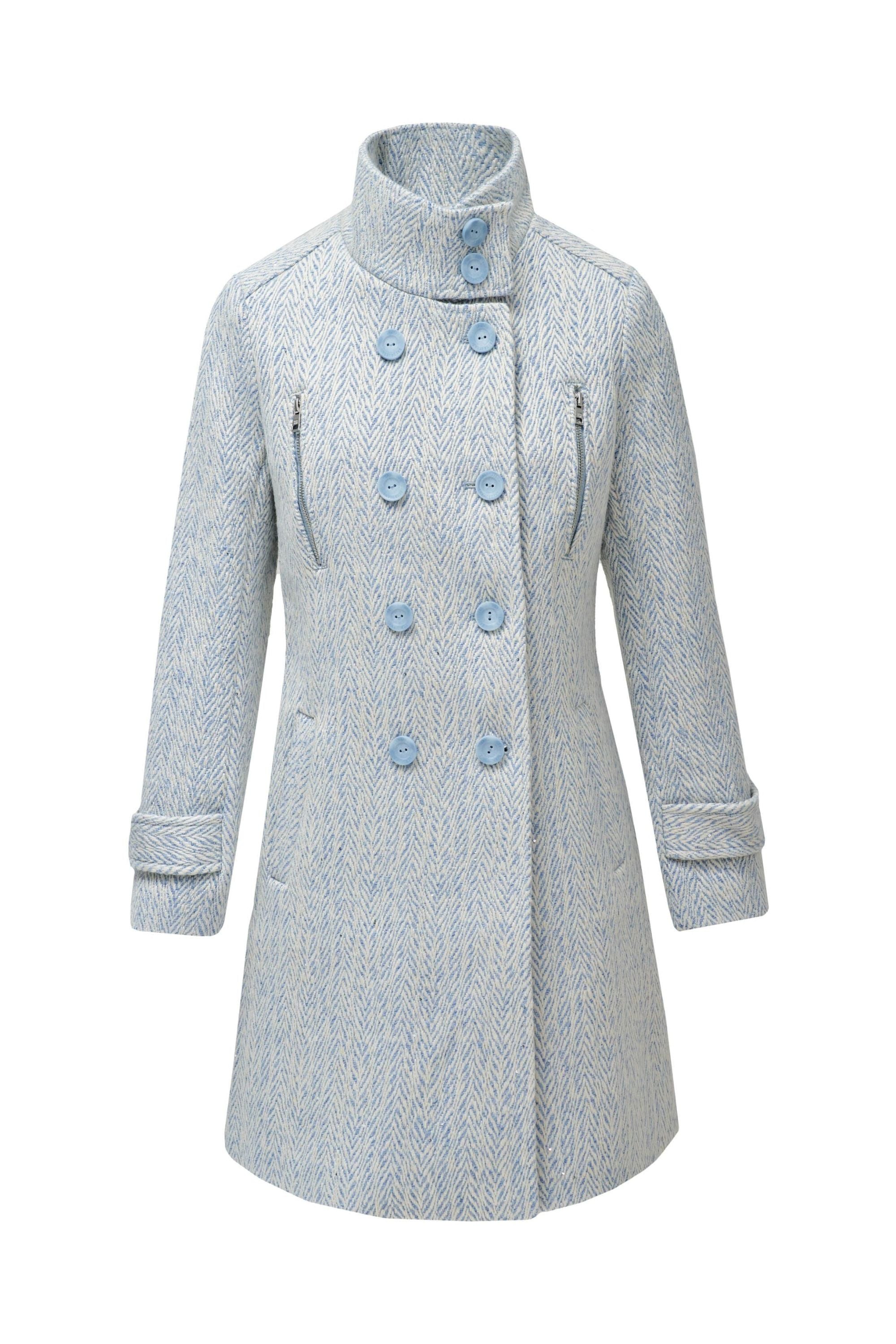 Grace Long Woolen Coat in Light Blue V1