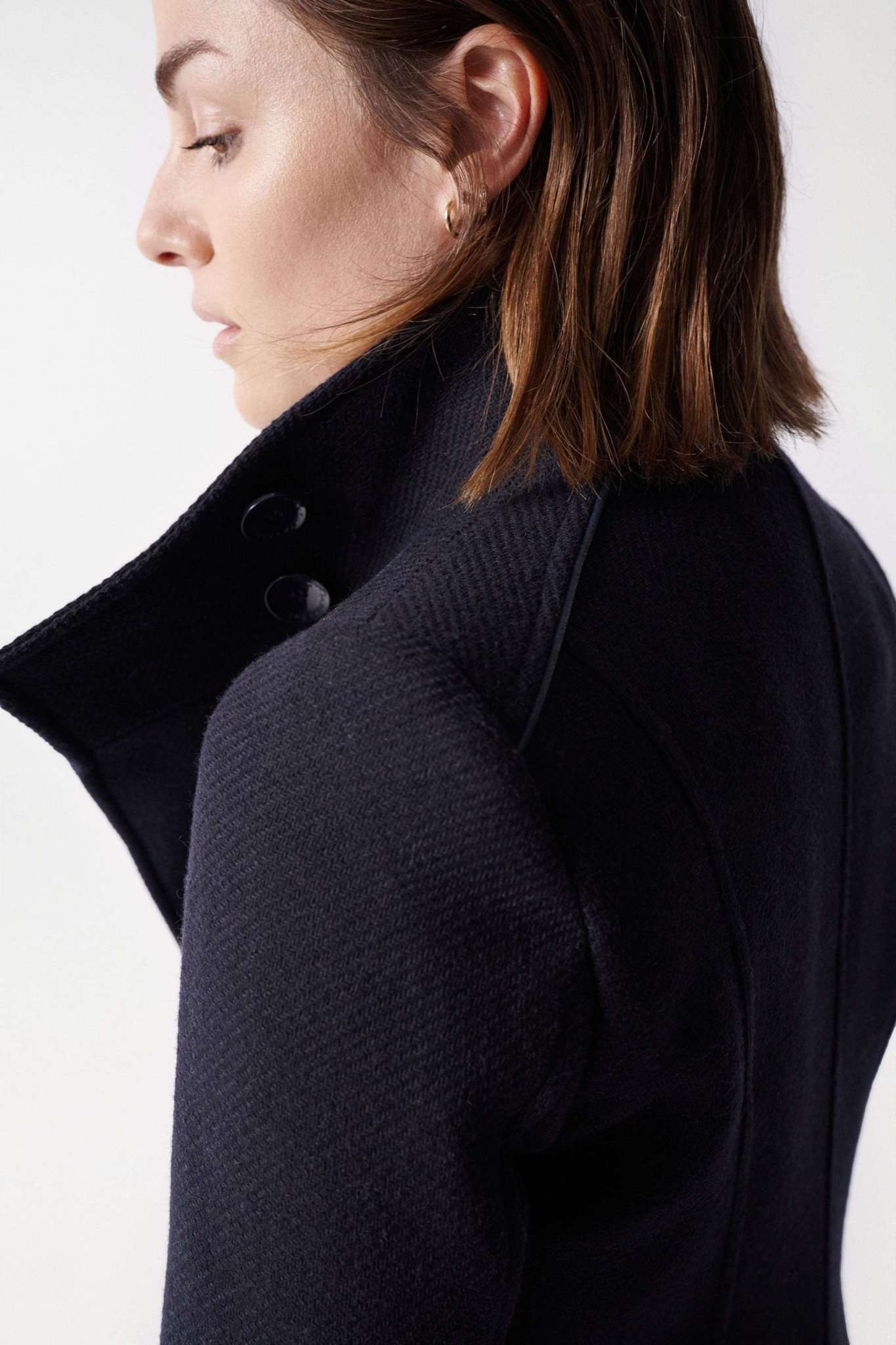 Grace Long Woolen Coat in Dark Blue Jacken Salsa Jeans