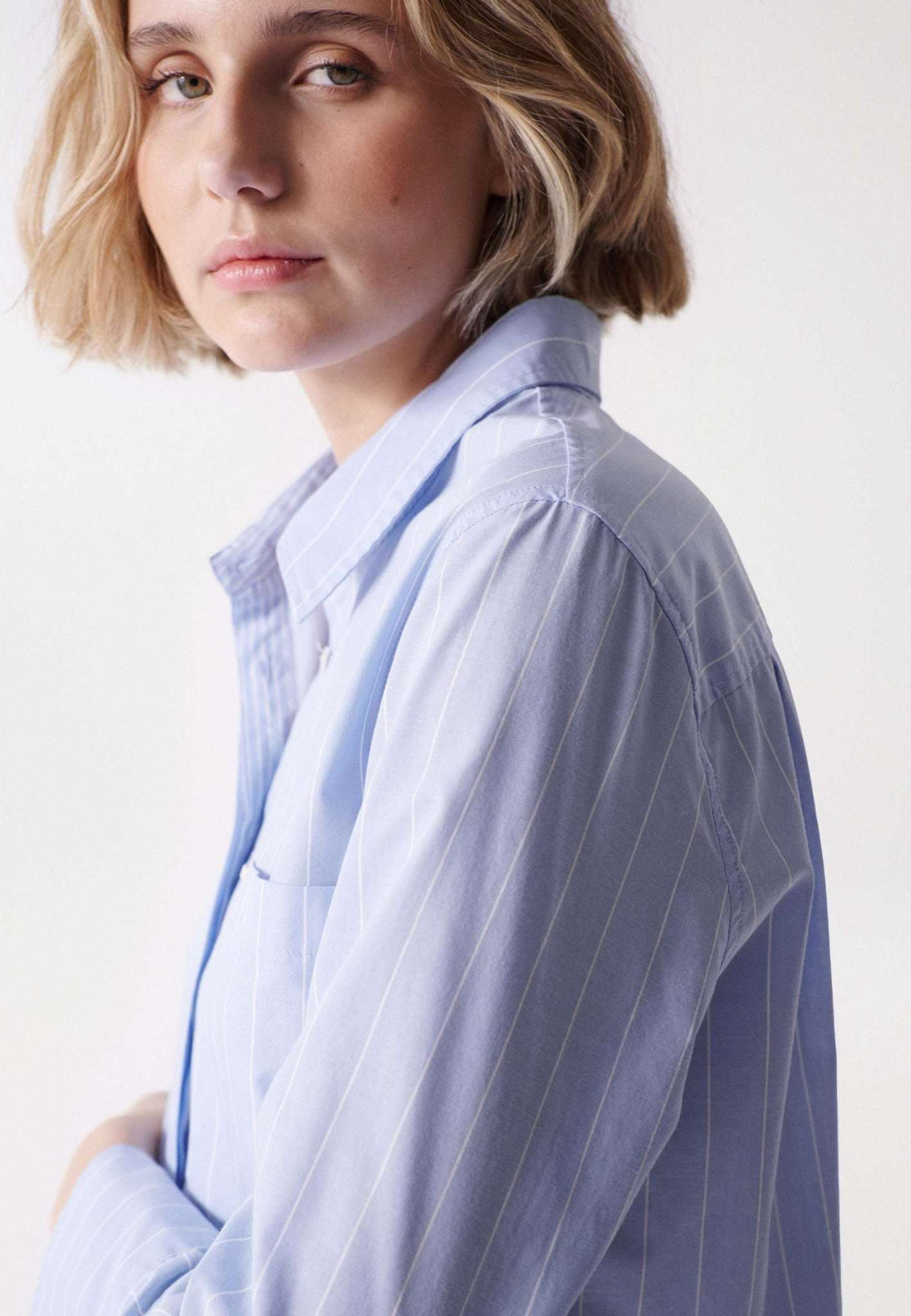 Striped Tunic Shirt in Light Blue Blusen Salsa Jeans