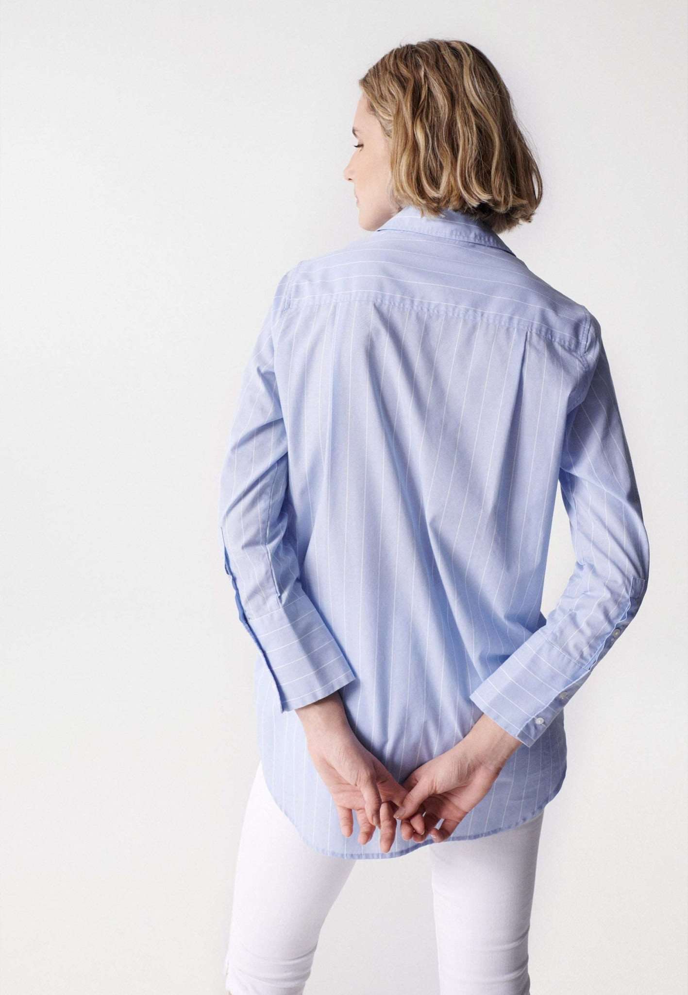 Striped Tunic Shirt in Light Blue Blusen Salsa Jeans