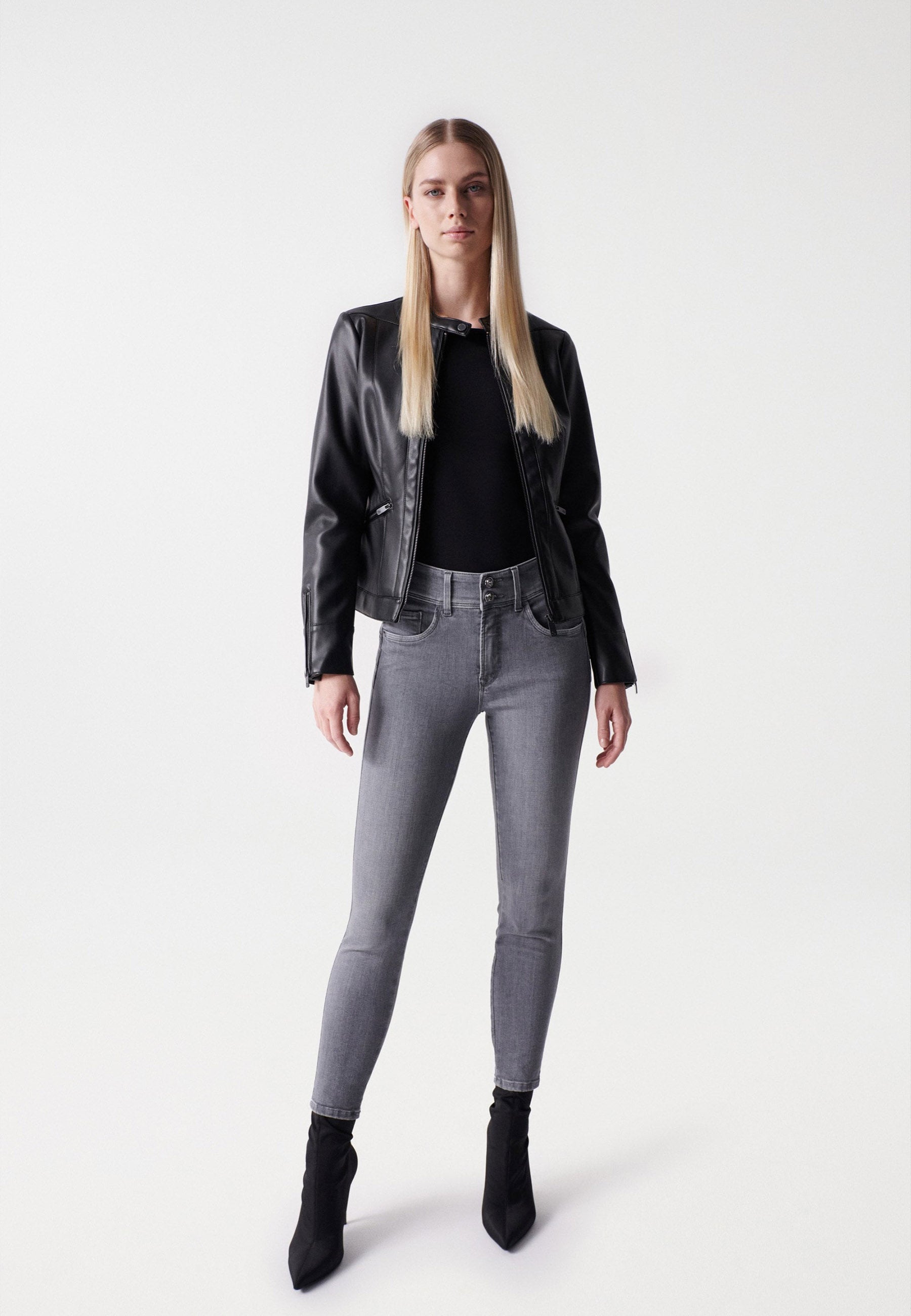 Basic Faux Leather Jacket in Black Jacken Salsa Jeans   