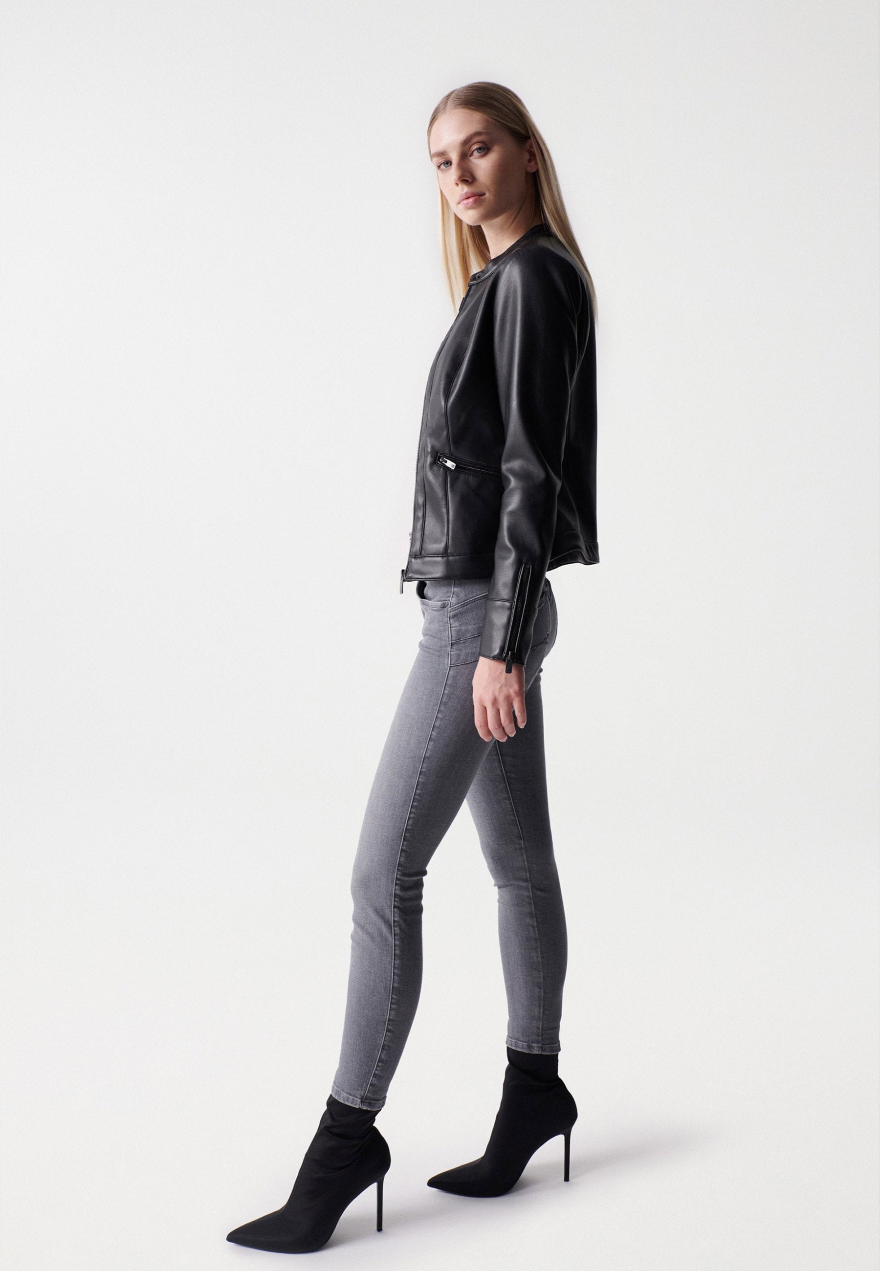 Basic Faux Leather Jacket in Black Jacken Salsa Jeans   