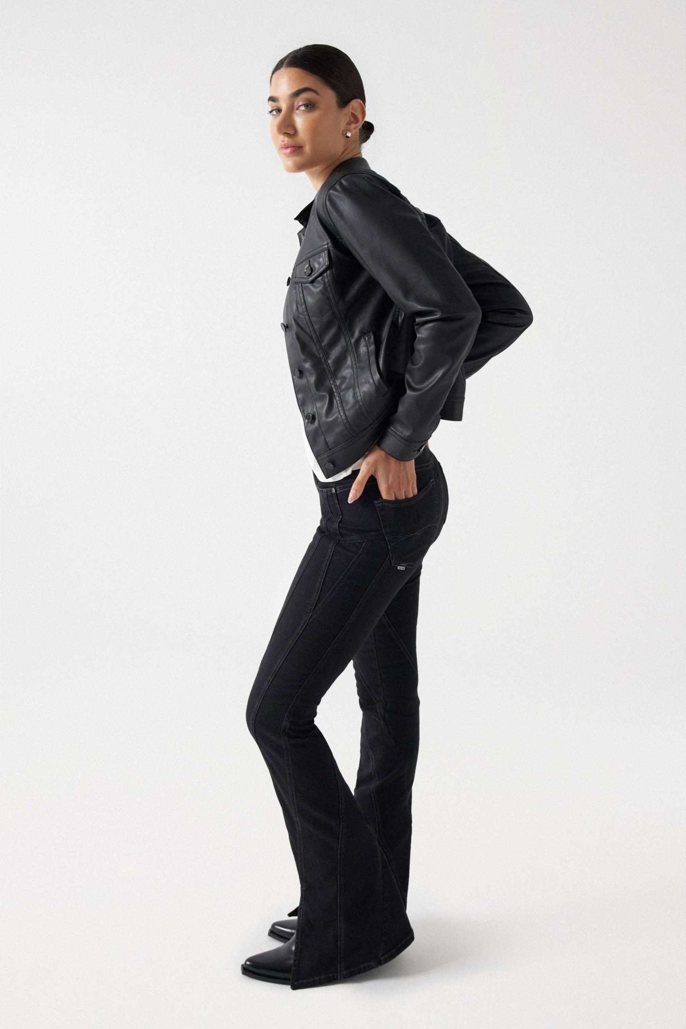 Trucker Jacket In PU in Black Jacken Salsa Jeans