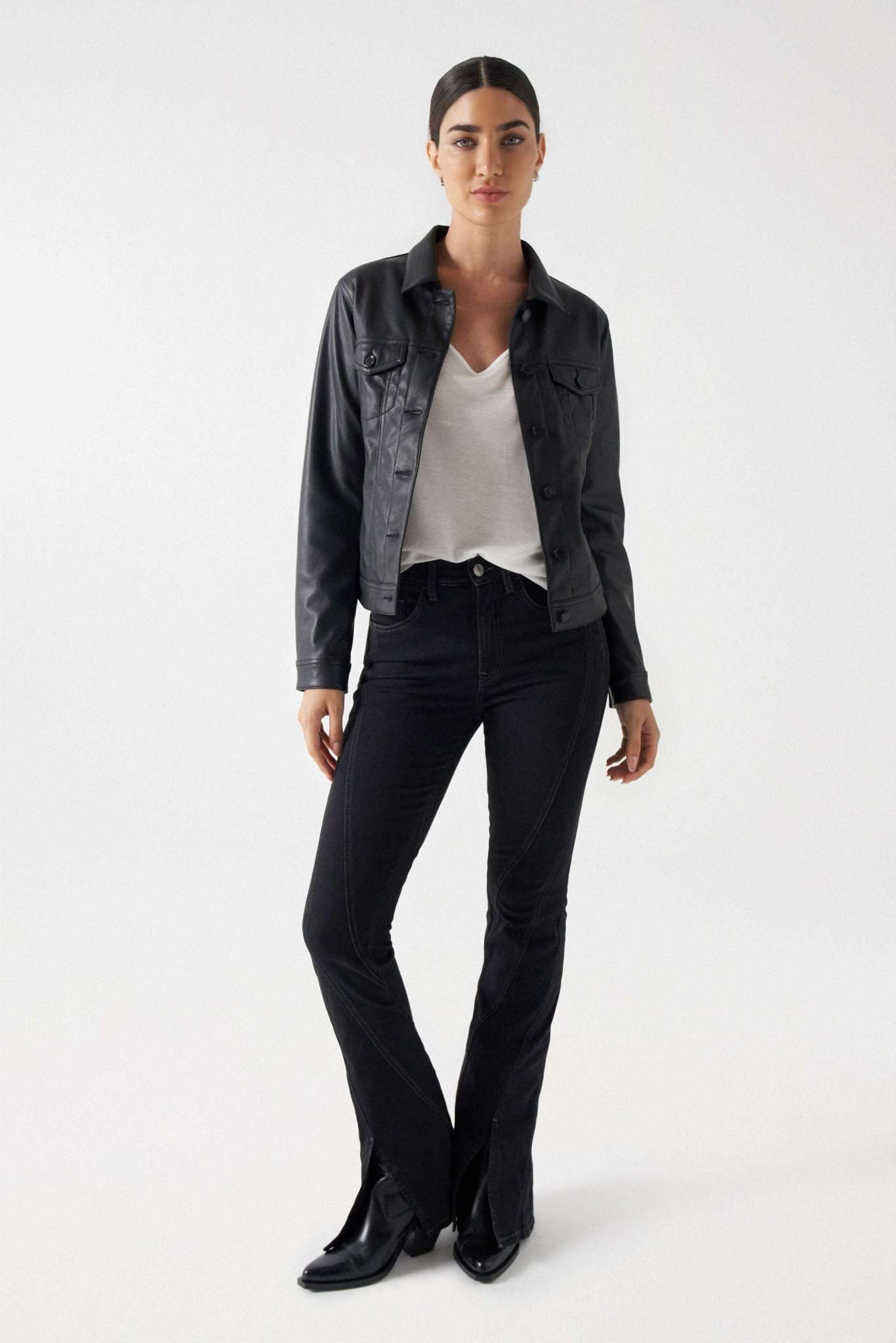 Trucker Jacket In PU in Black Jacken Salsa Jeans