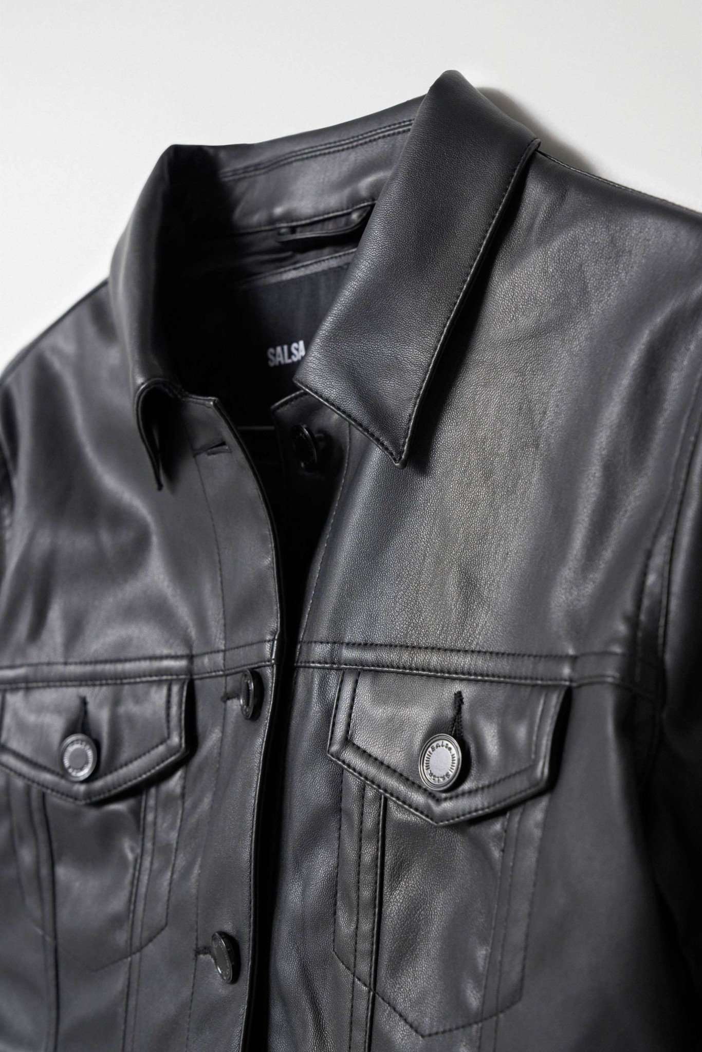 Trucker Jacket In PU in Black Jacken Salsa Jeans