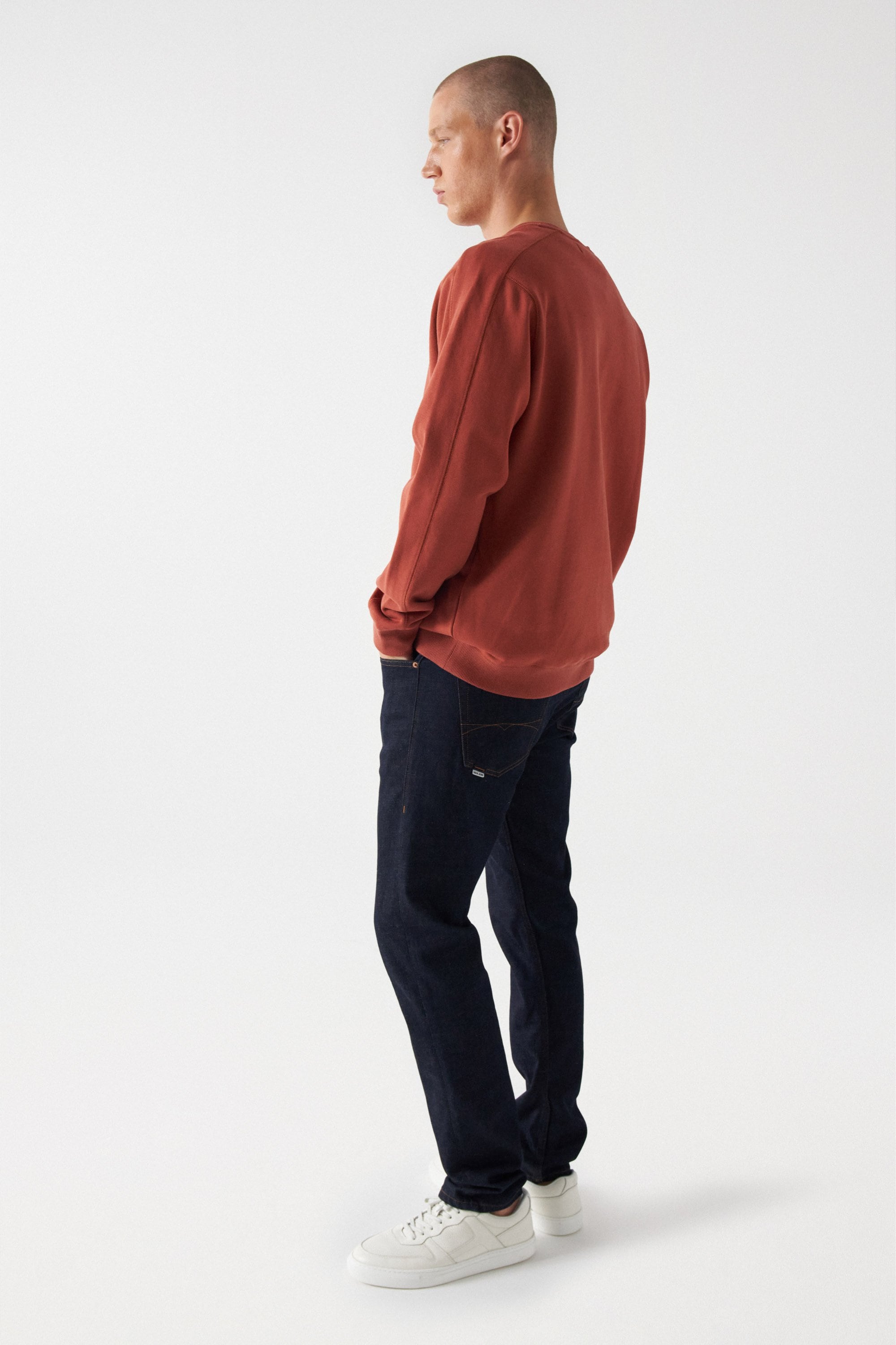 French Terry Branding Sweater in Dark Orange Sweatshirts Salsa Jeans