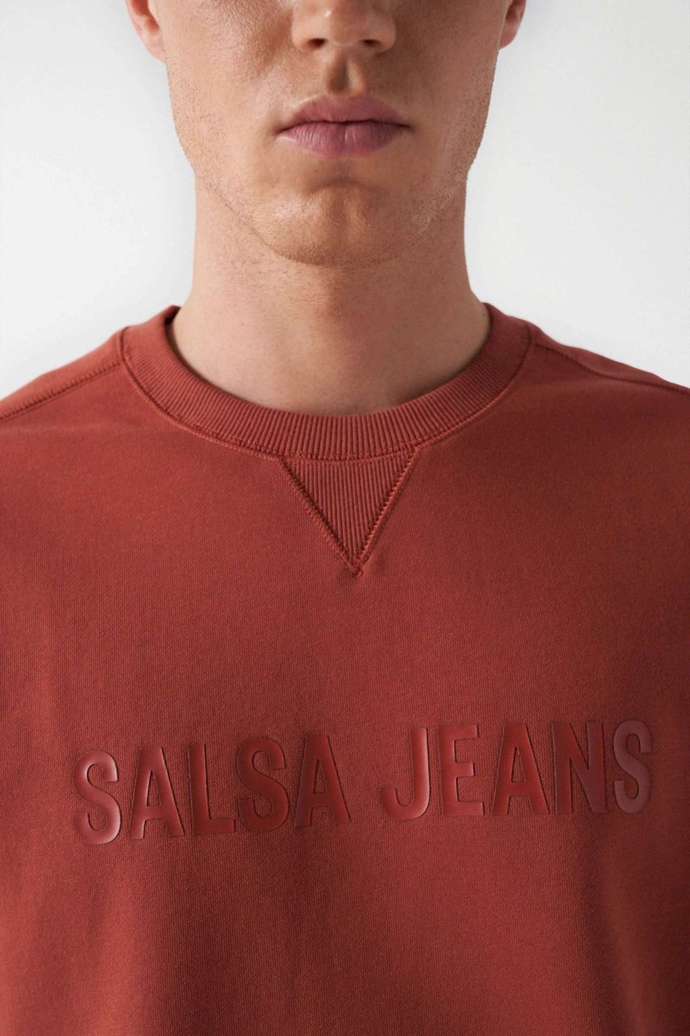 French Terry Branding Sweater in Dark Orange Sweatshirts Salsa Jeans