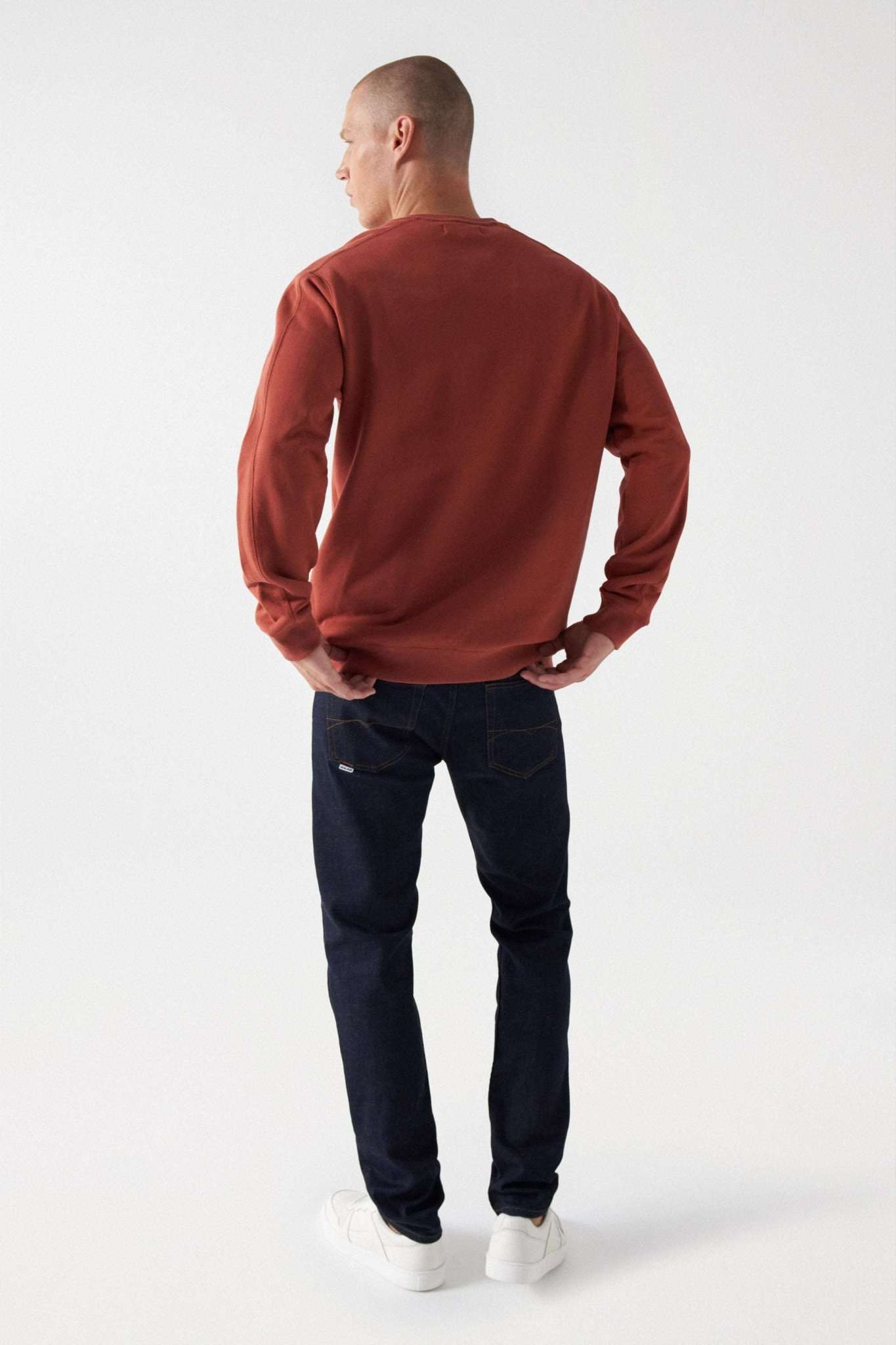 French Terry Branding Sweater in Dark Orange Sweatshirts Salsa Jeans