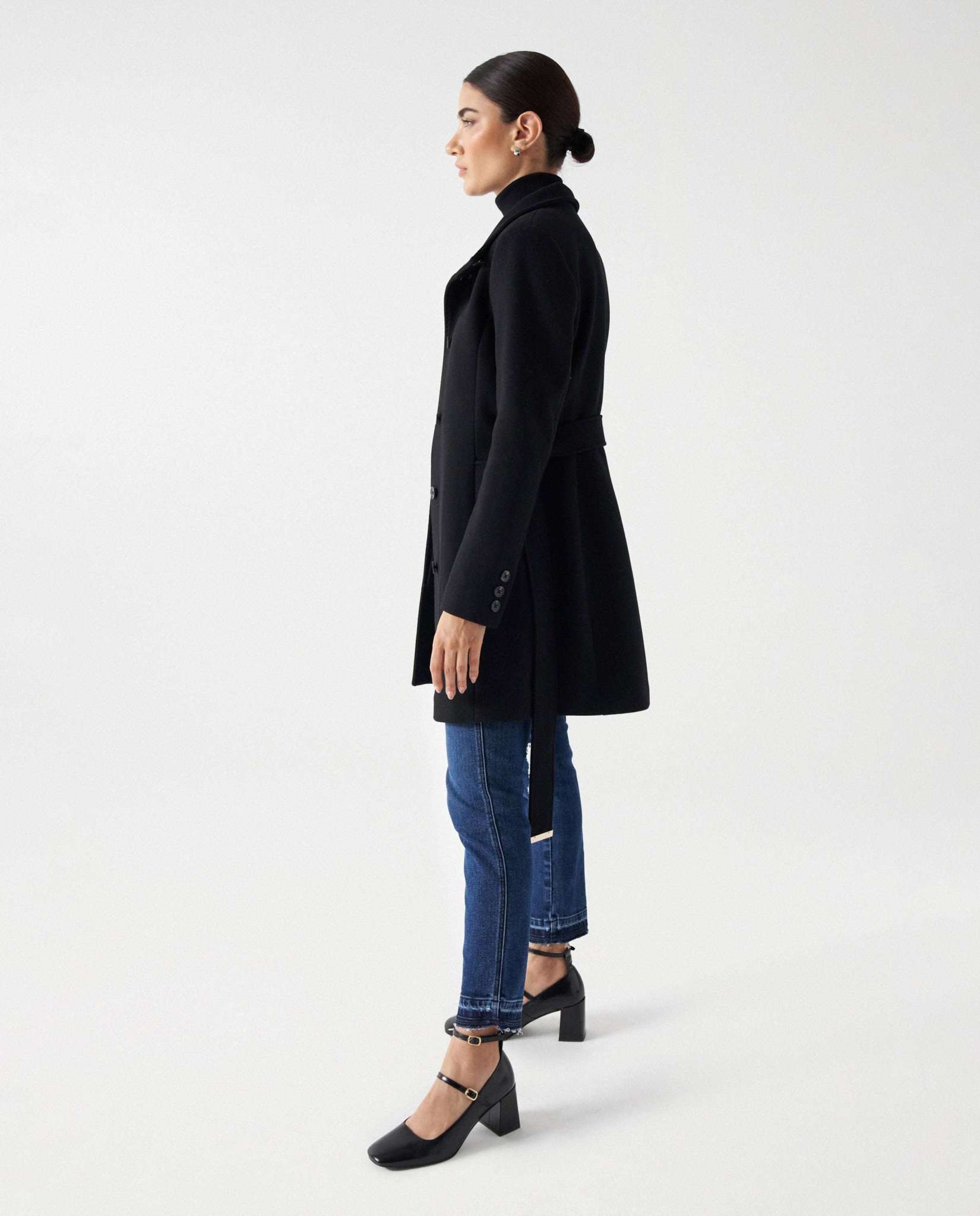 Basic Wool Coat in Black Jacken Salsa Jeans   