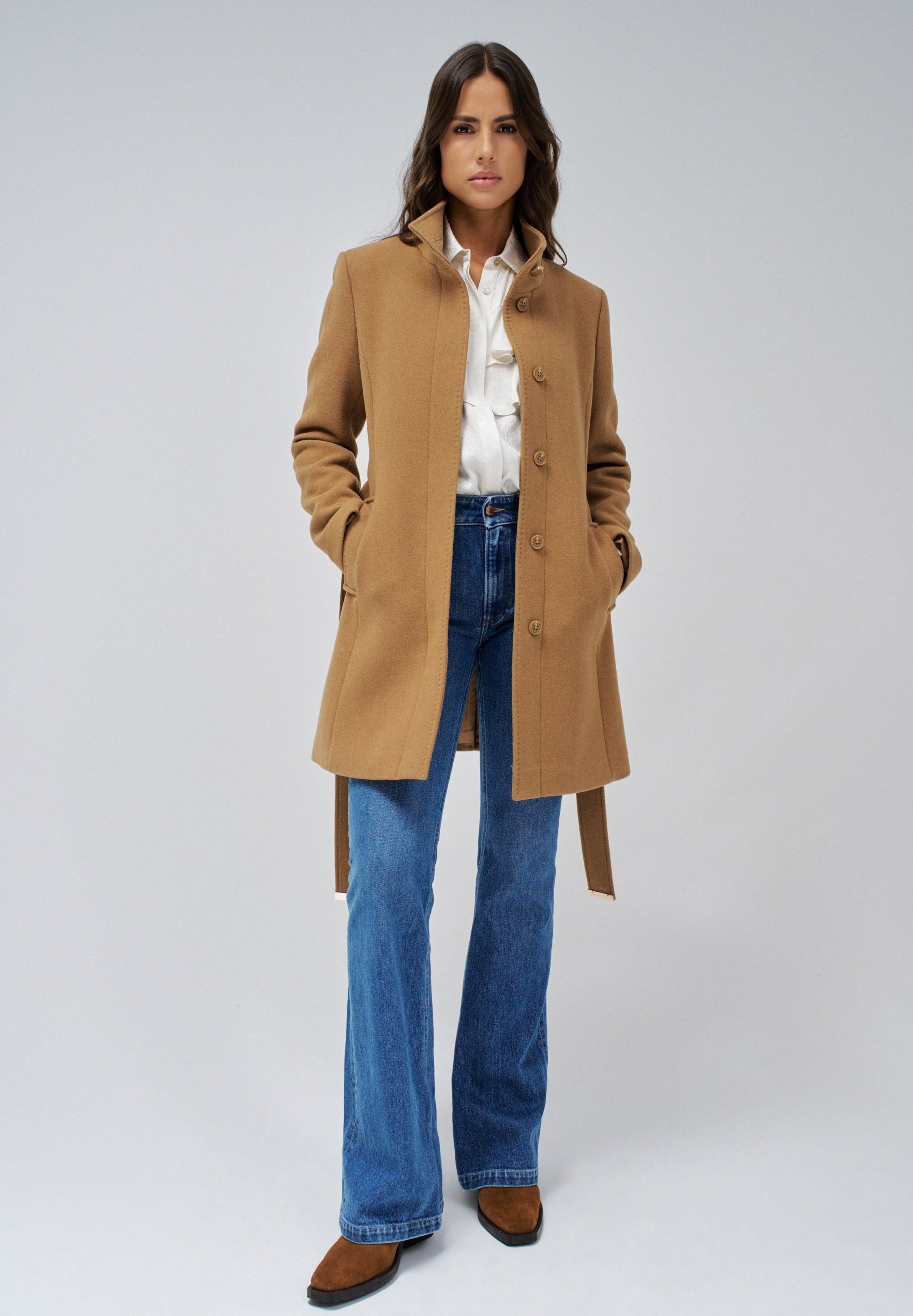 The Reimagined Wool Coat in Dark Beige Jacken Salsa Jeans