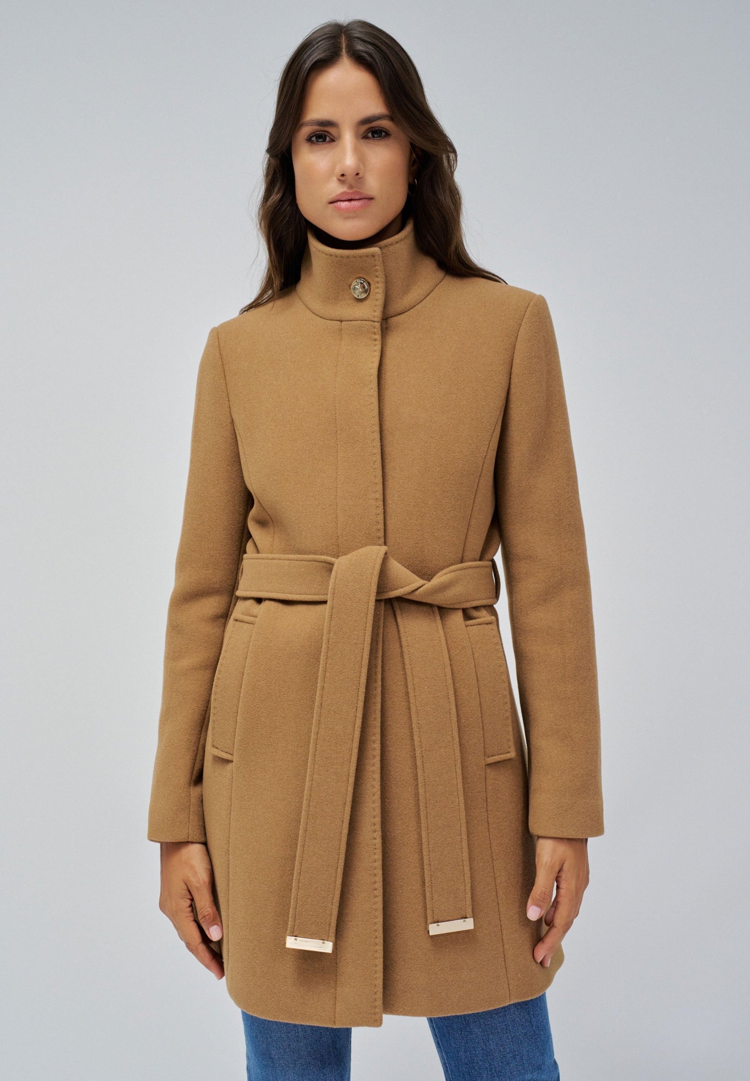 The Reimagined Wool Coat in Dark Beige Jacken Salsa Jeans