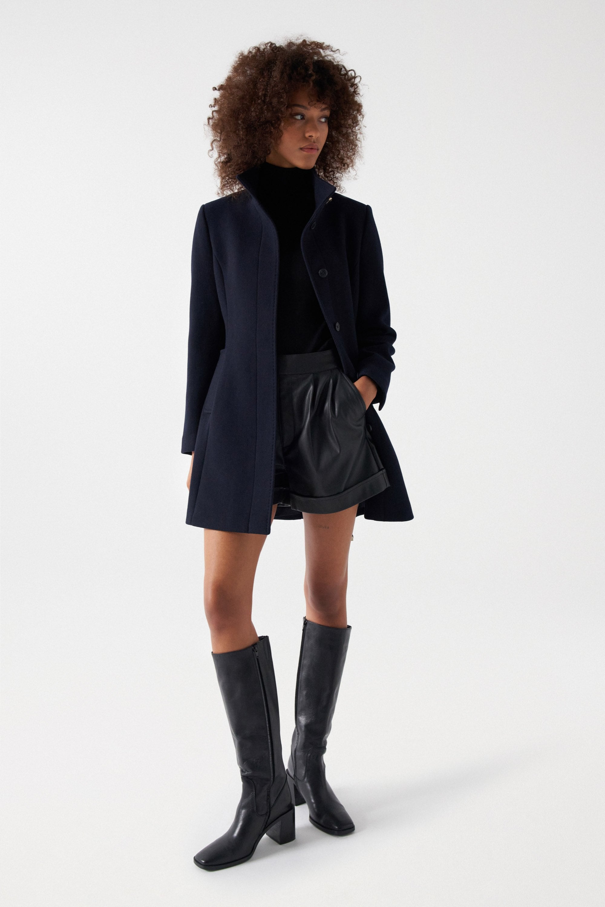 Basic Wool Coat in Dark Blue Jacken Salsa Jeans   