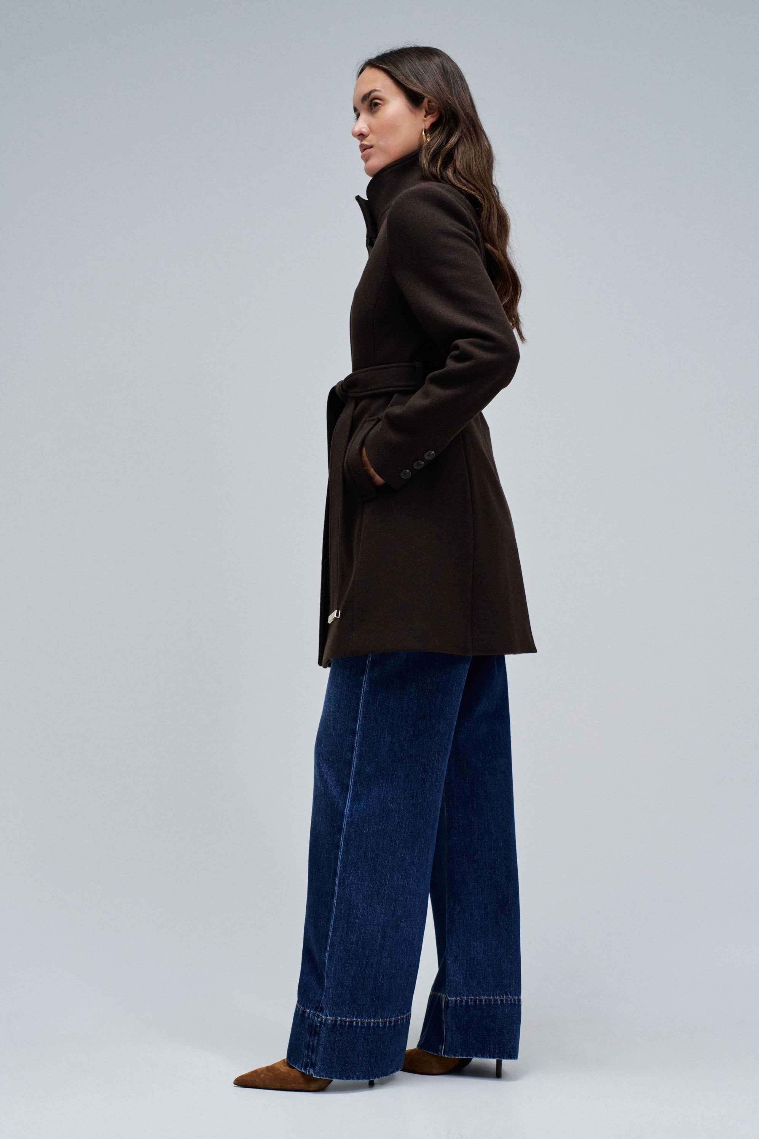 The Reimagined Wool Coat in Dark Brown Jacken Salsa Jeans