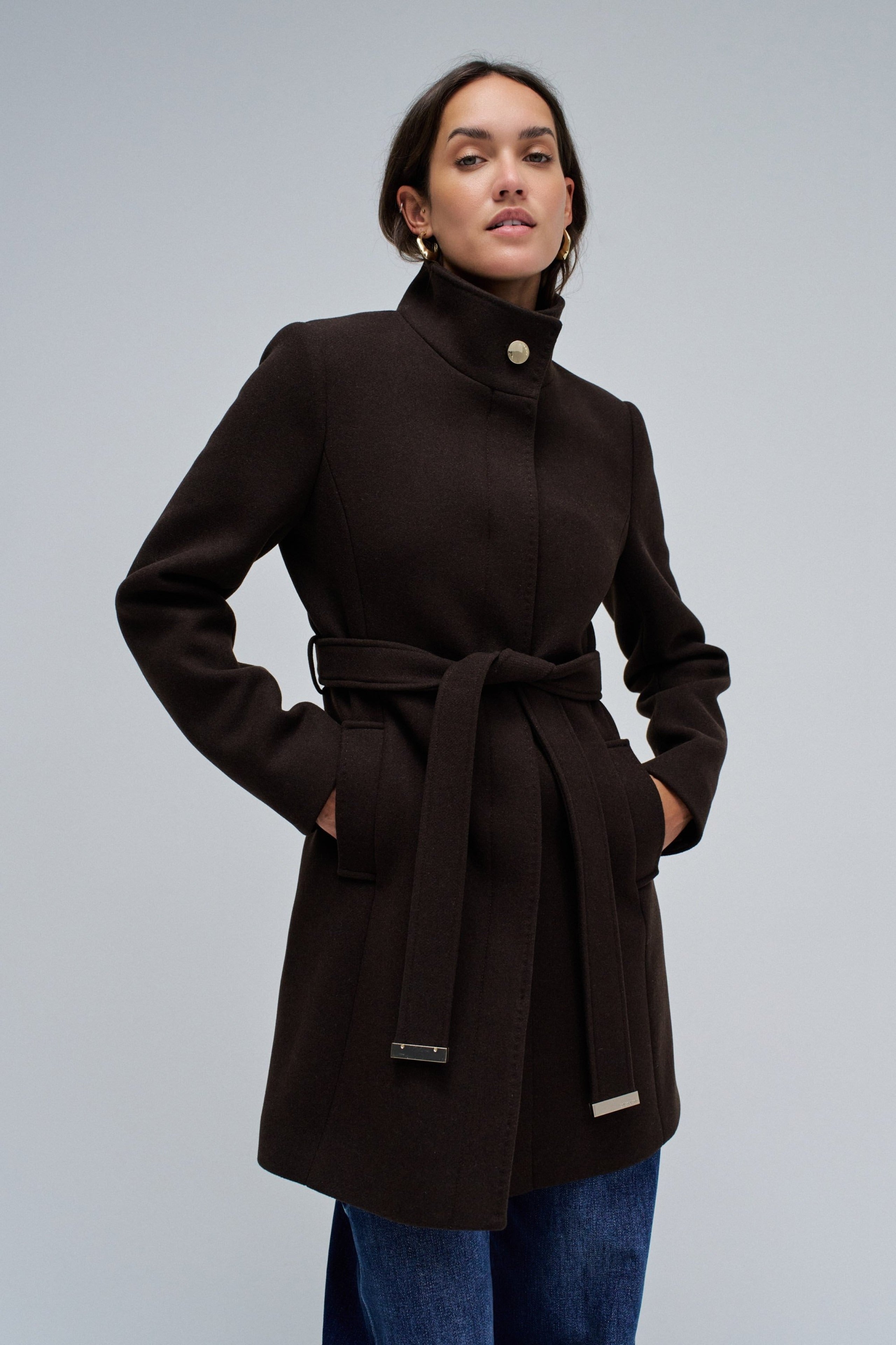 The Reimagined Wool Coat in Dark Brown Jacken Salsa Jeans