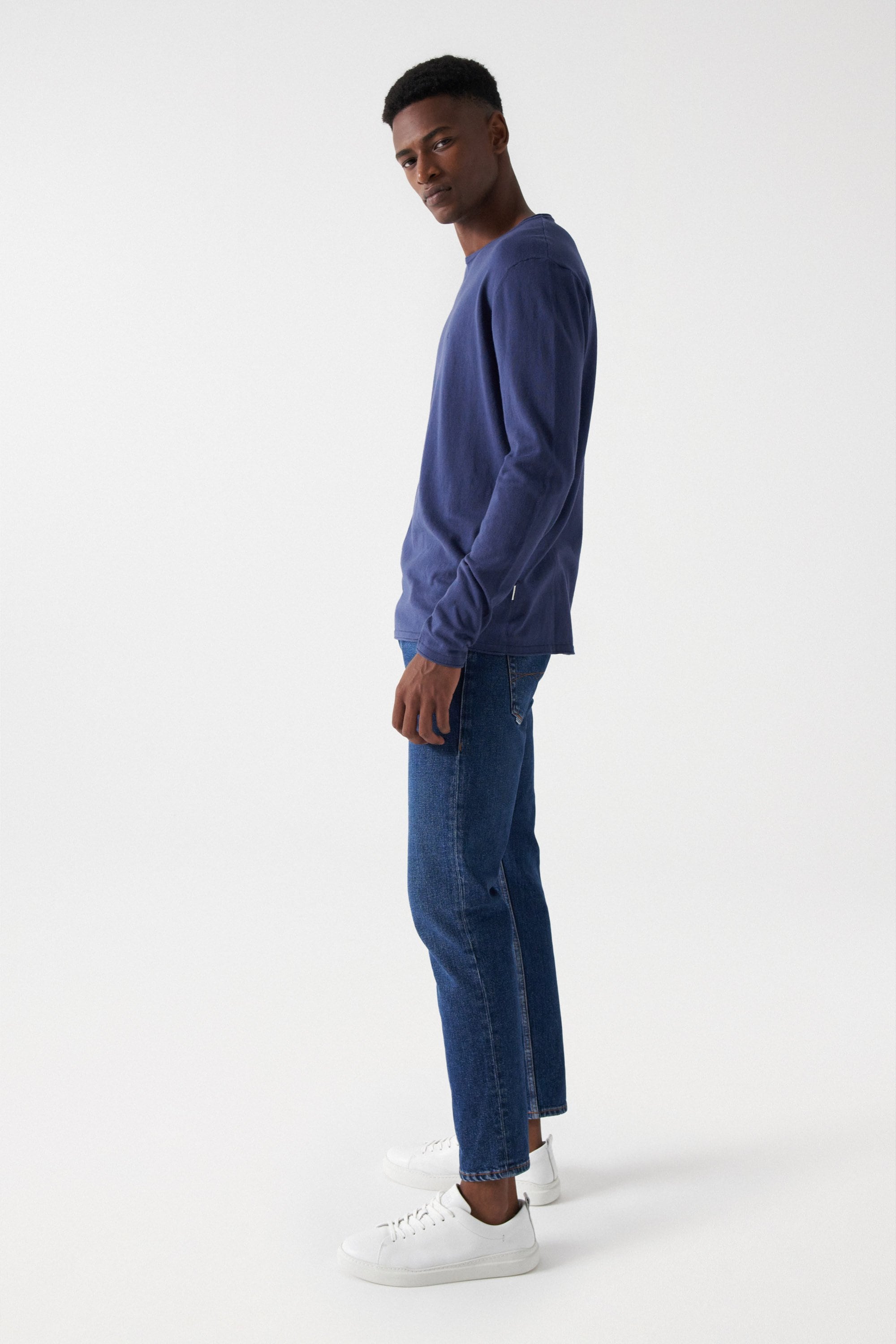 Basic Light Knit Sweater in Medium Blue Pullover Salsa Jeans