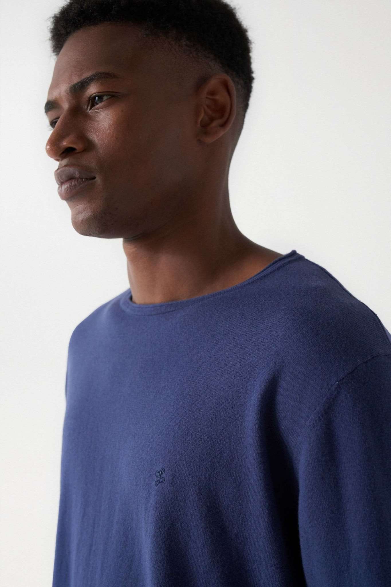 Basic Light Knit Sweater in Medium Blue Pullover Salsa Jeans