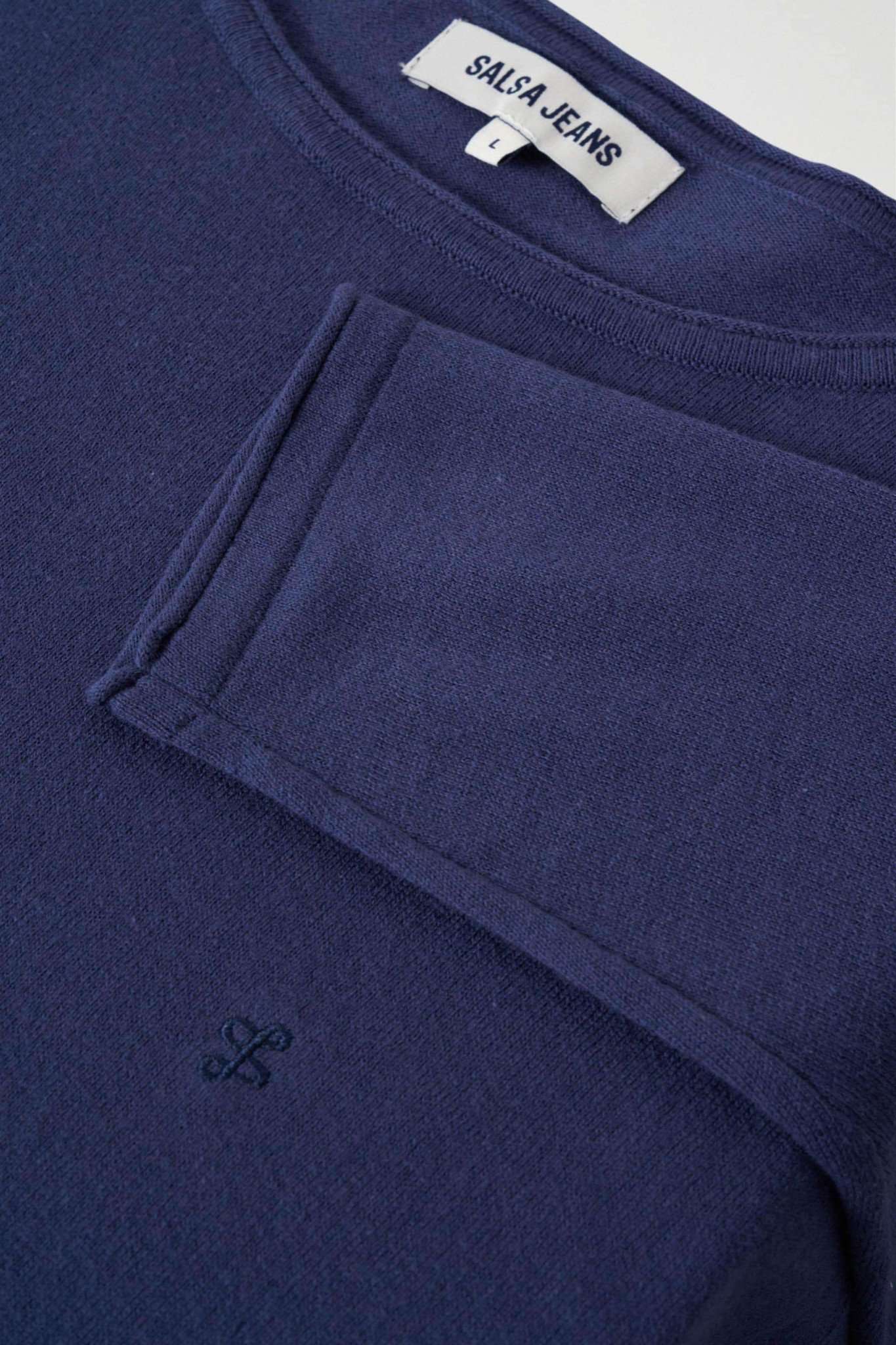 Basic Light Knit Sweater in Medium Blue Pullover Salsa Jeans