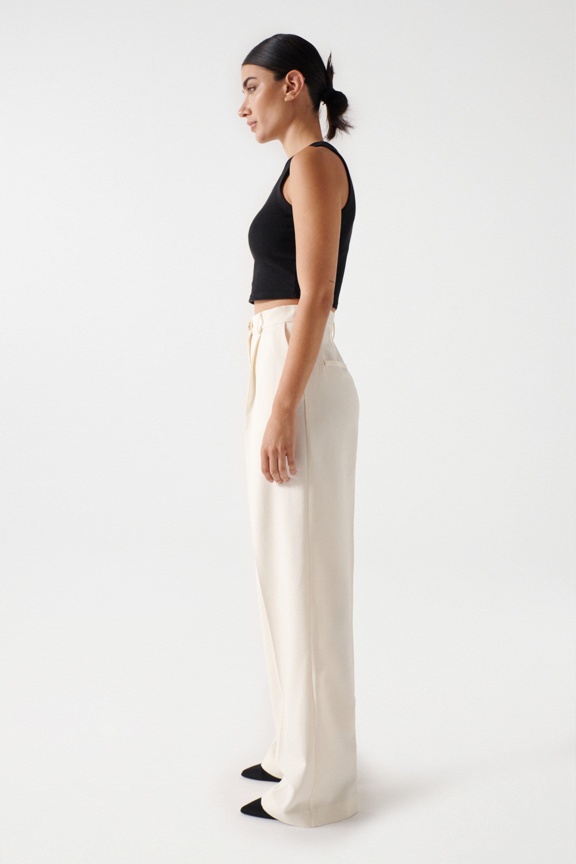 Plain Wide Leg Pants in Light Pearl Hosen Salsa Jeans   