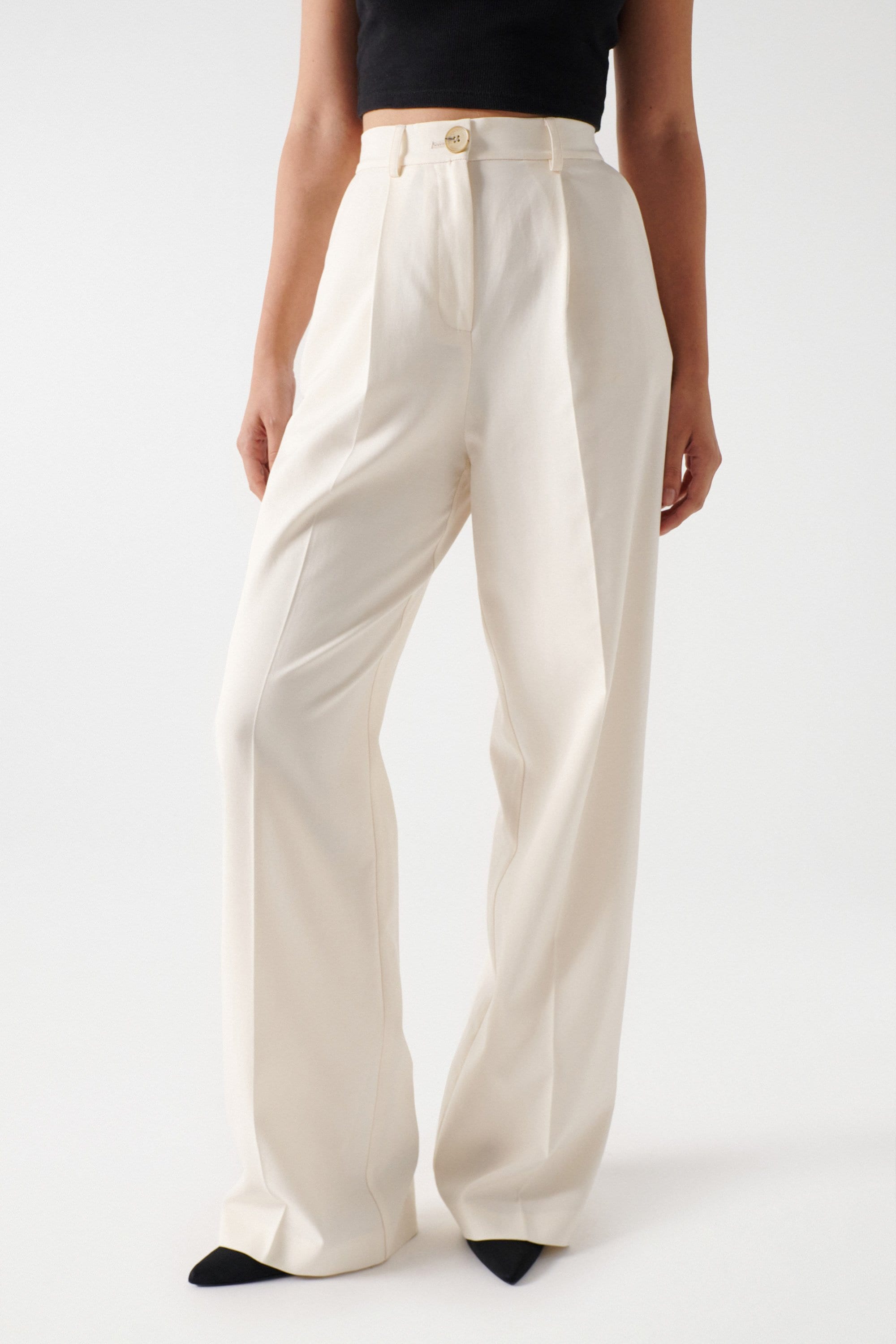 Plain Wide Leg Pants in Light Pearl Hosen Salsa Jeans   