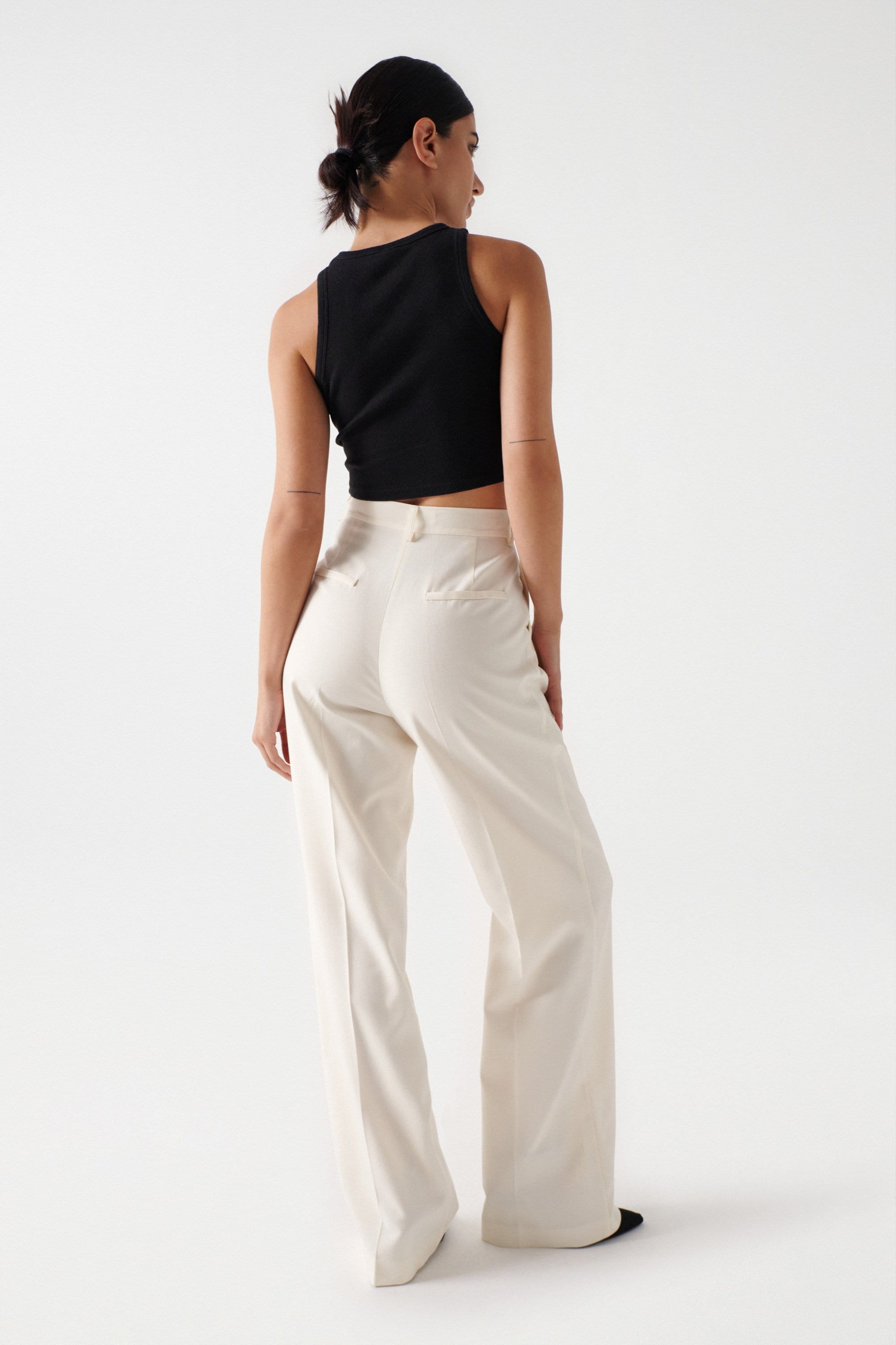 Plain Wide Leg Pants in Light Pearl Hosen Salsa Jeans   