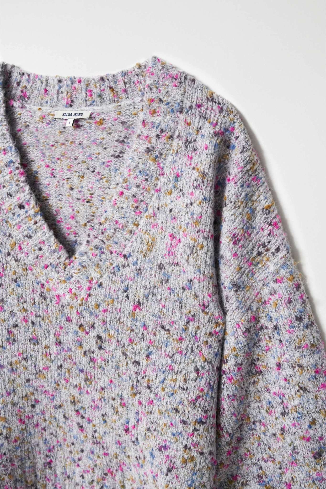 Plain Knit Sweater in Light Grey Pullover Salsa Jeans