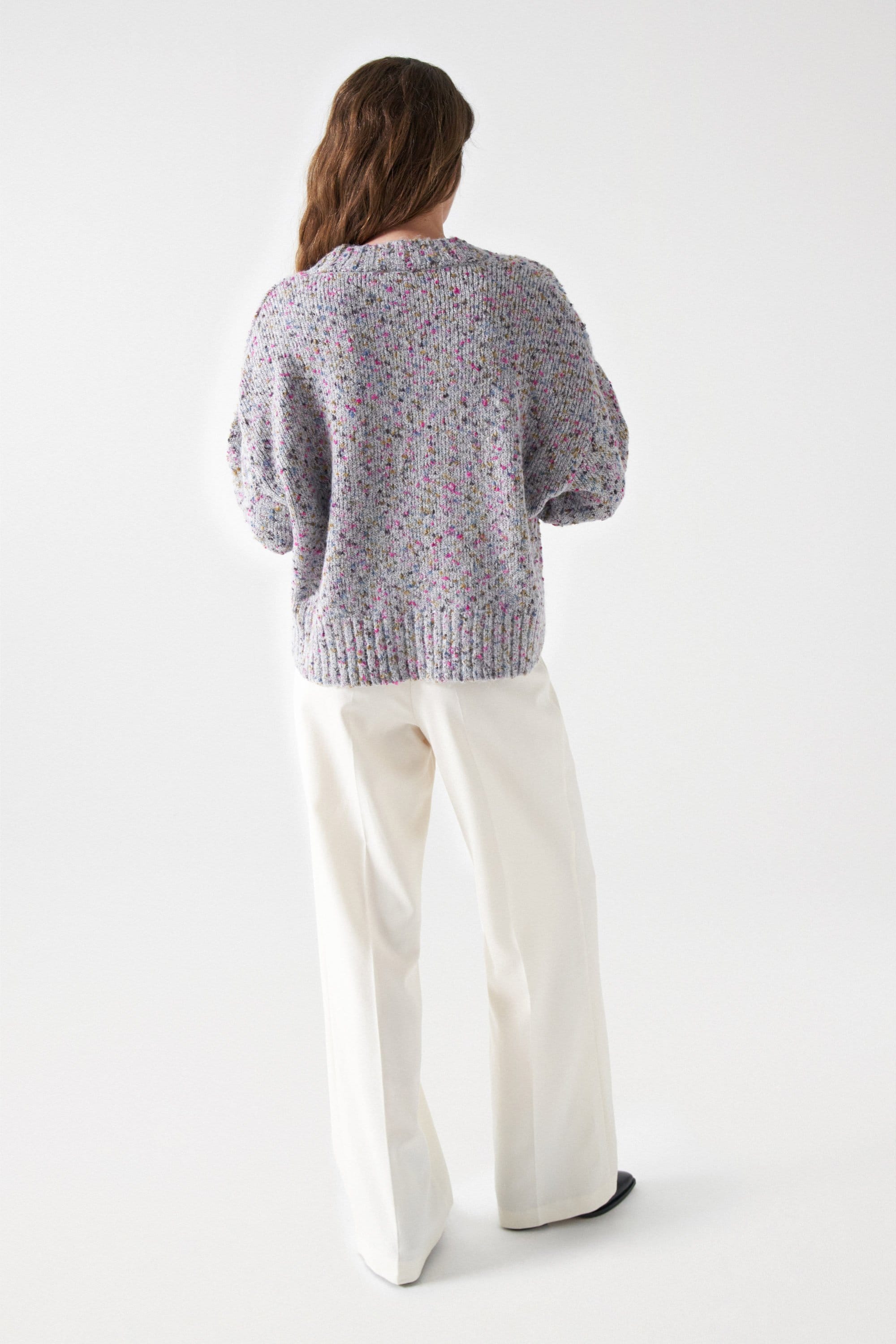 Plain Knit Sweater in Light Grey Pullover Salsa Jeans